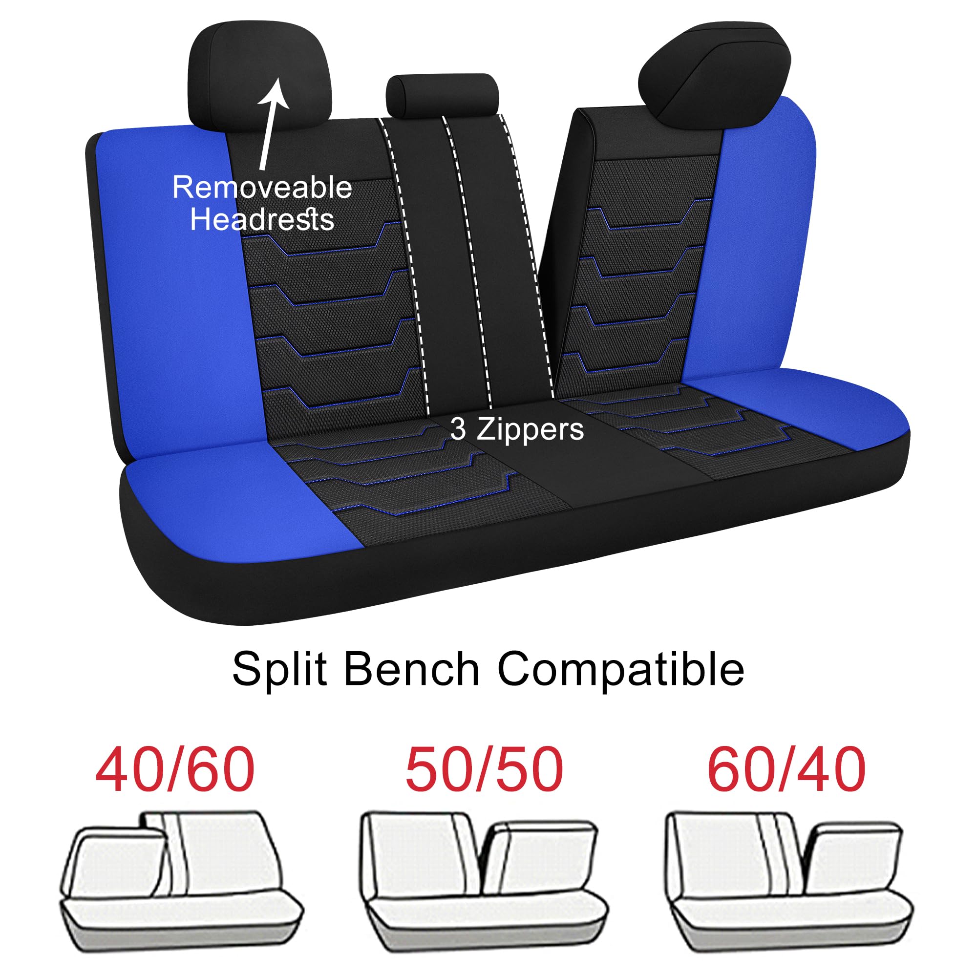 Caromop Breathable Car Seat Covers Full Seats,3D Air Mesh Cloth Seat Covers For Cars, Split Bench Compatible Car Interior Covers