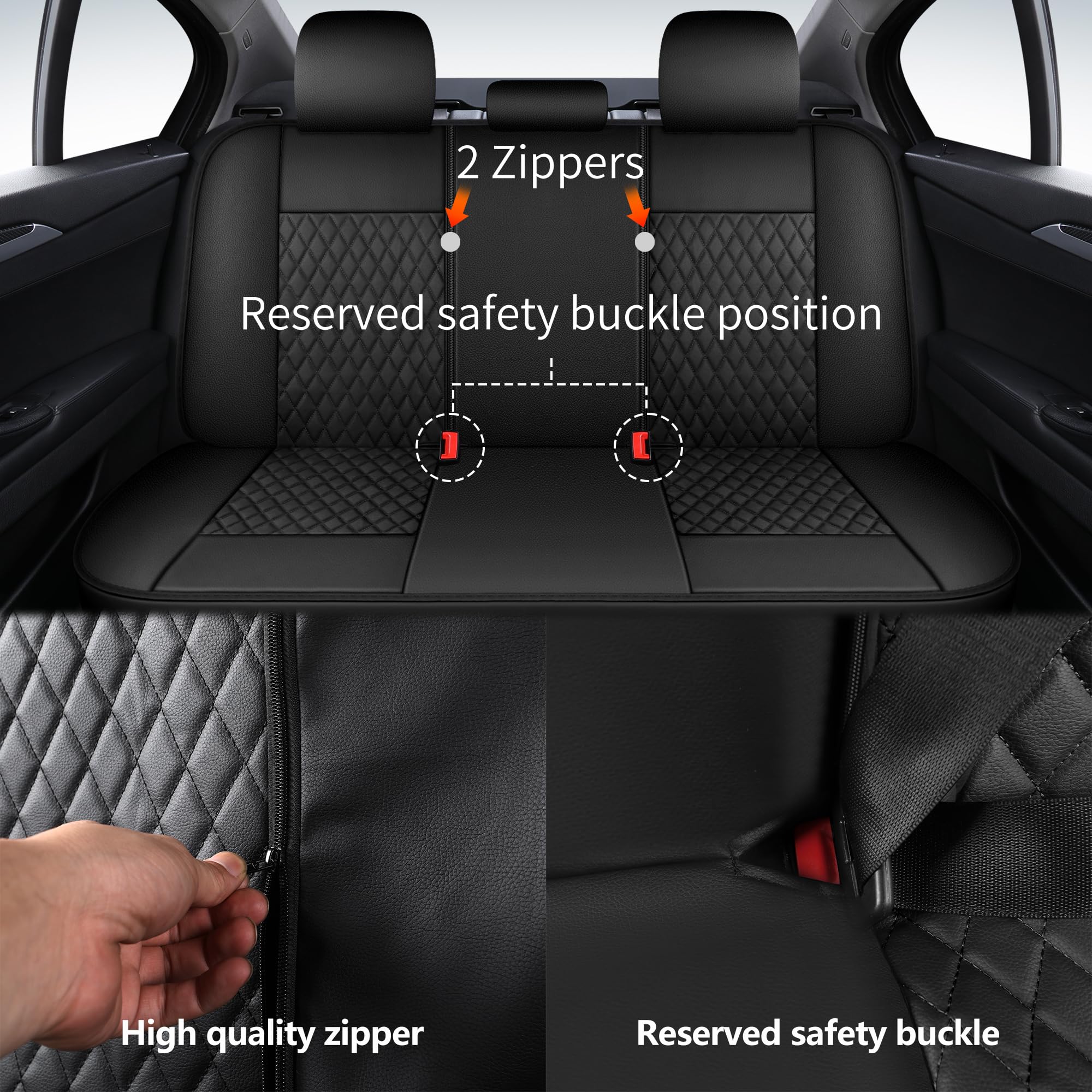 HChengkikz Leather Car Seat Covers,Breathable and Waterproof Seat Cover Full Set,PU Premium Universal Fit Automotive Airbag Comp