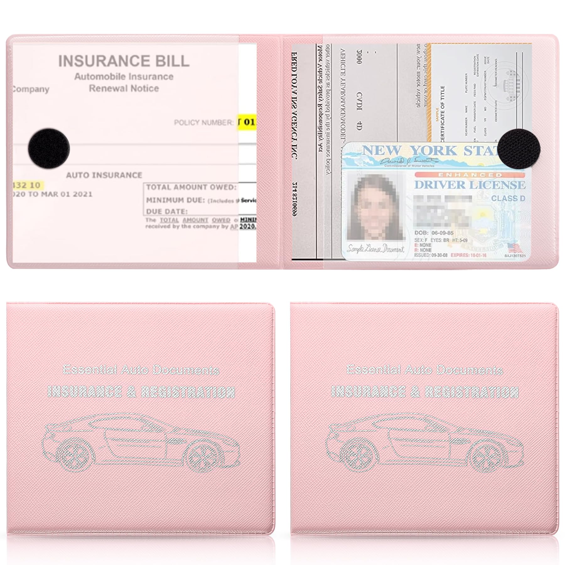 Uyye Car Registration And Insurance Card Documents Holder 2-Pack,Car Interior Accessories For Car,Truck,Suv And Other Vehicle, C