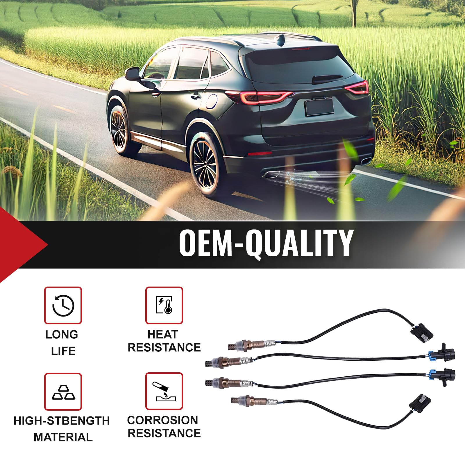 Bapmic Upstream Downstream Oxygen O2 Sensor 96 97 98 Chevrolet Silverado 1500 9617178, 234-4012, SG454 SG236, 13474, 234-4018 for 17 pan Bolts 4l80e Transmission (Set of 4)