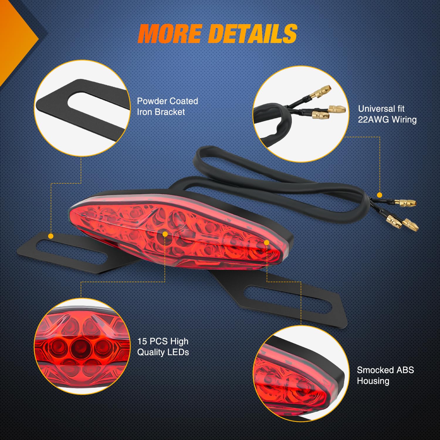 Nilight Motorcycle Tail Lights Led Brake Running Light With License Plate Bracket Dirt Bike Rear Lighting Compatible With Honda