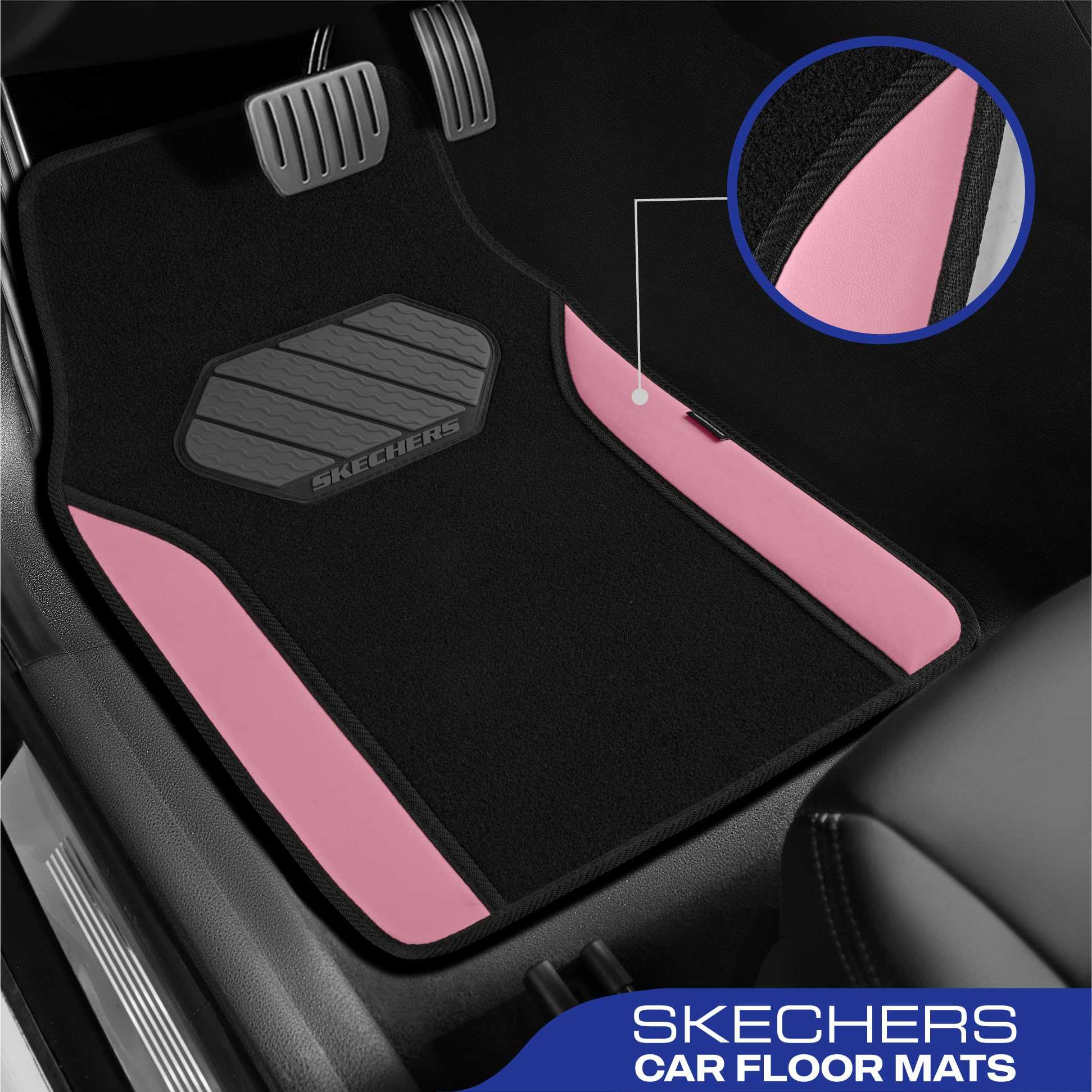 Skechers Car Floor Mats,Waterproof Universal Fit Faux Leather Car Mats,Floor Mats for Cars with Anti-Slip Heel Pad,Fit for SUVs,