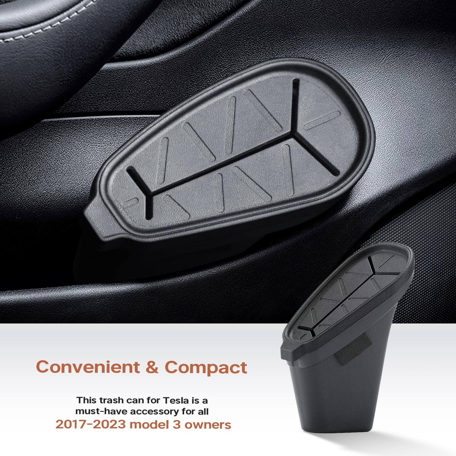 Slow Slog Trash Can for Tesla, Garbage Can for Tesla Model 3 2017-2023, Car Trash Bin with Cover (Only Fits Driver Door) Tesla M