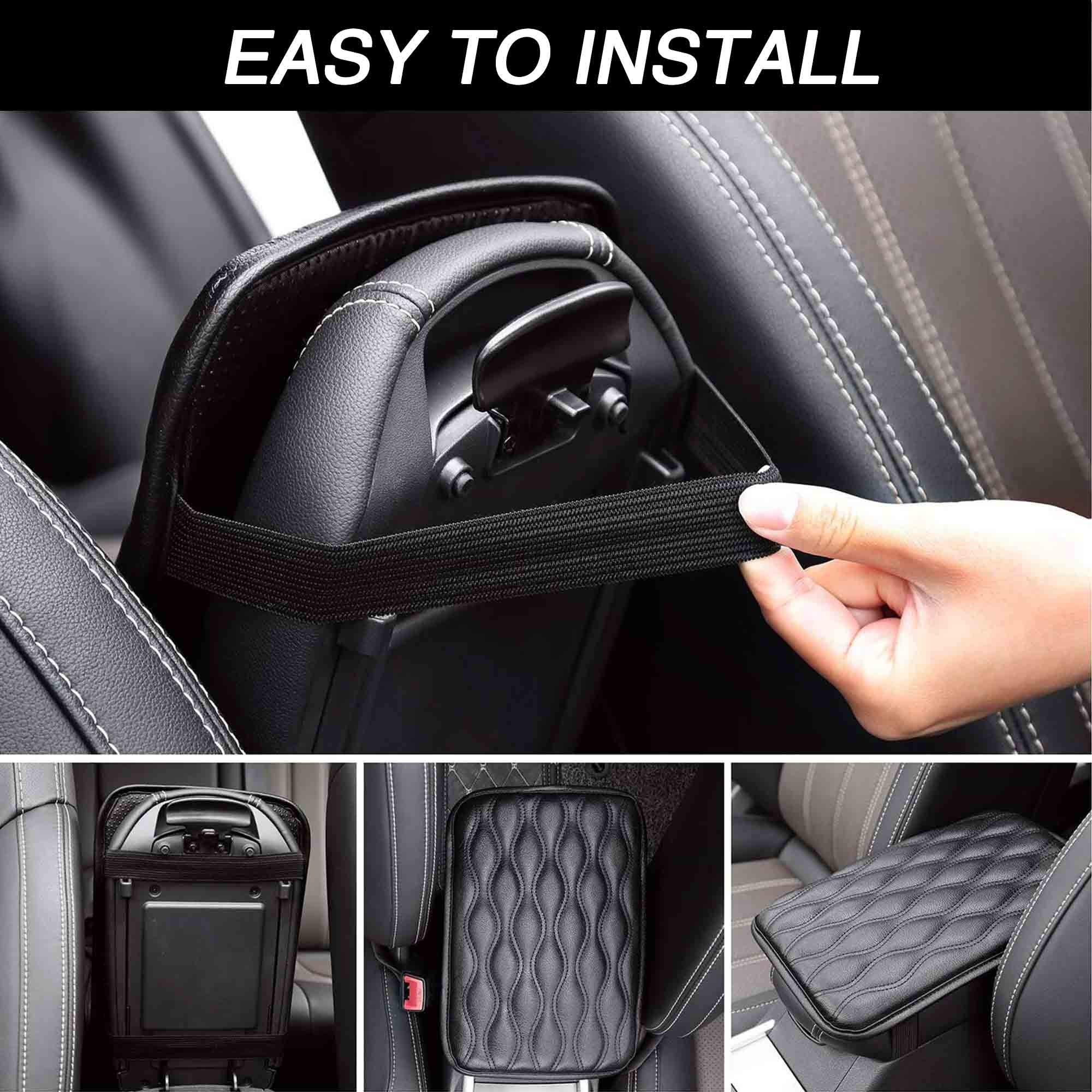 Winka Center Console Cover, Waterproof Pu Leather Auto Armrest Cushion Pad For Vehicle, Suv, Truck Car Accessories Black