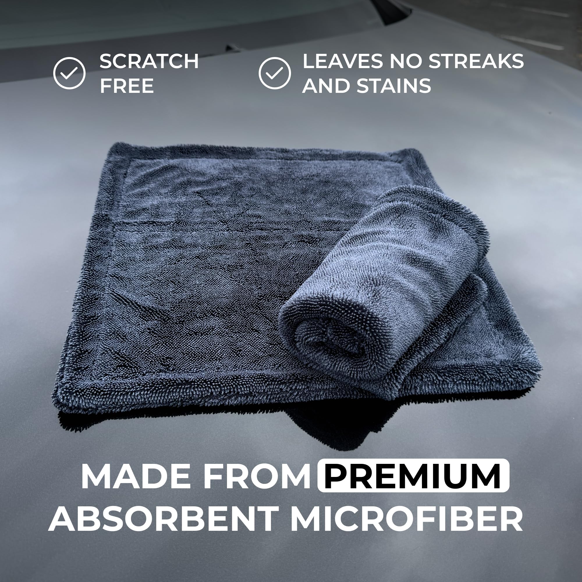 Microfiber Car Drying Towel 1300 GSM Double Twisted Loop - Super Absorbent Auto Wash Towel for Cars Trucks SUV - Detailing Clean