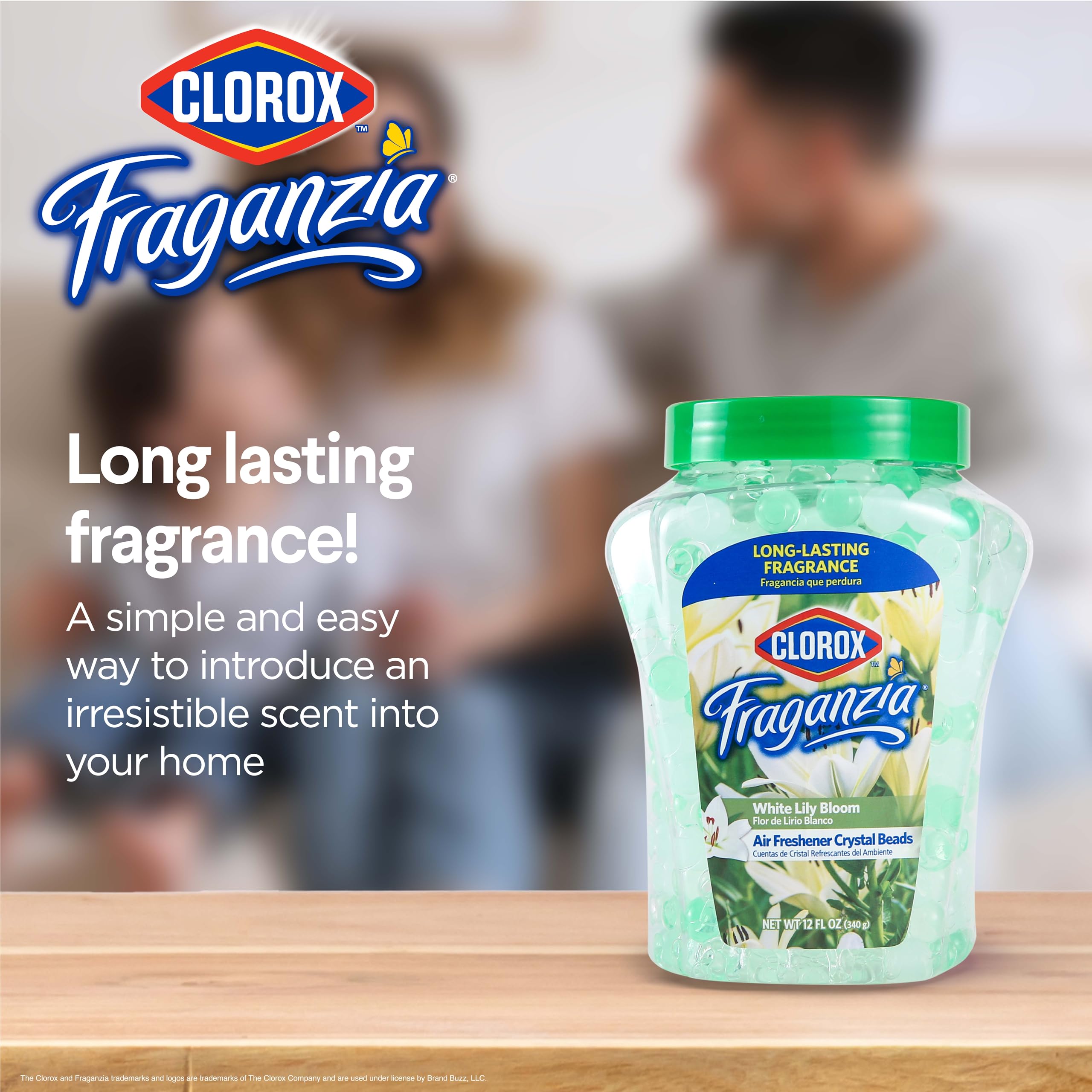 Clorox Fraganzia Air Freshener Crystal Beads White Lily Bloom 12oz Jar LongLasting Air Freshener Beads Easy to Use Vented Jar Ai