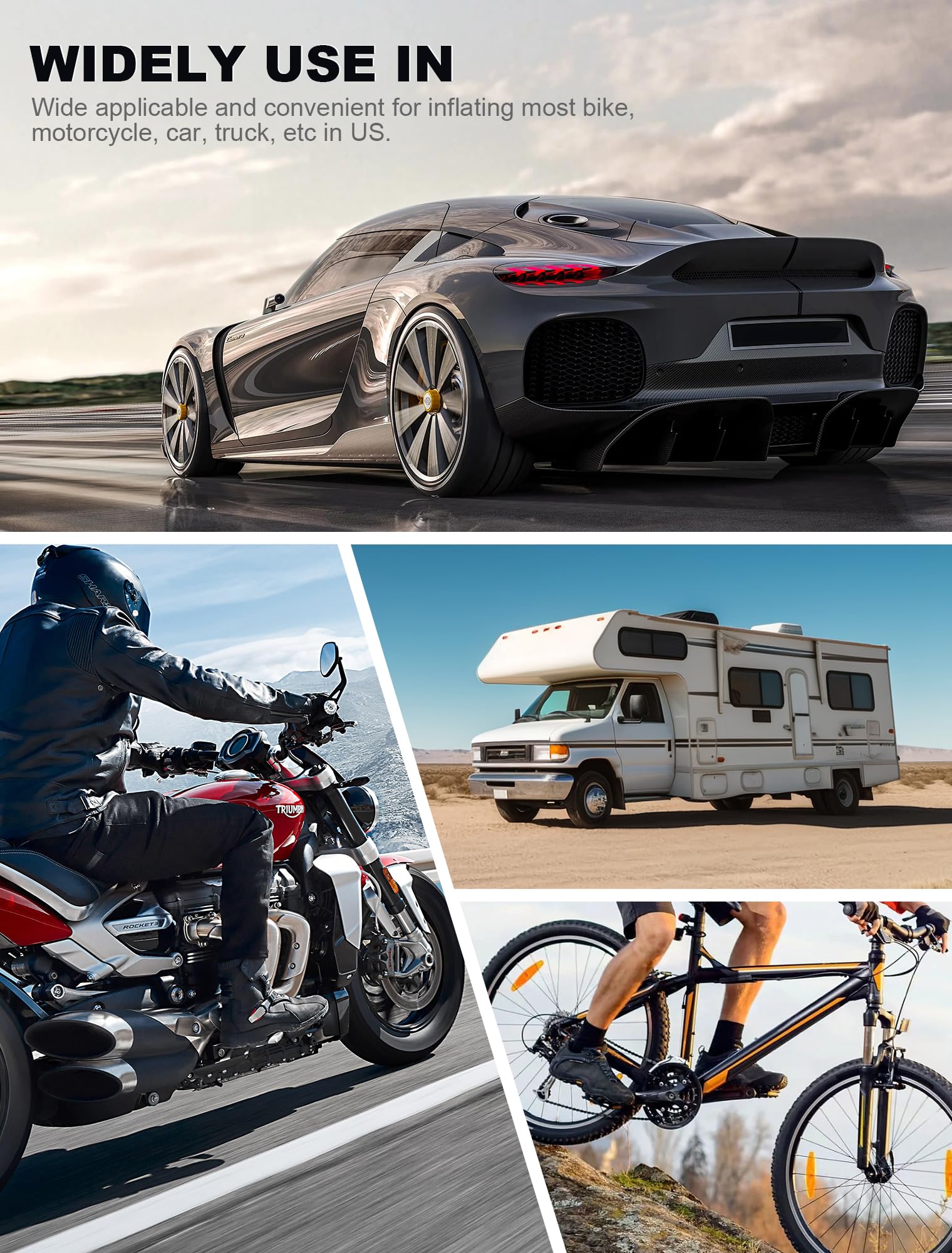 LUMITECO 20'' Tire Inflator Hose Adapter, Lock On Air Chuck w/Converting Nuts & Presta Valve Adaptor for Air Compressor, Schrade