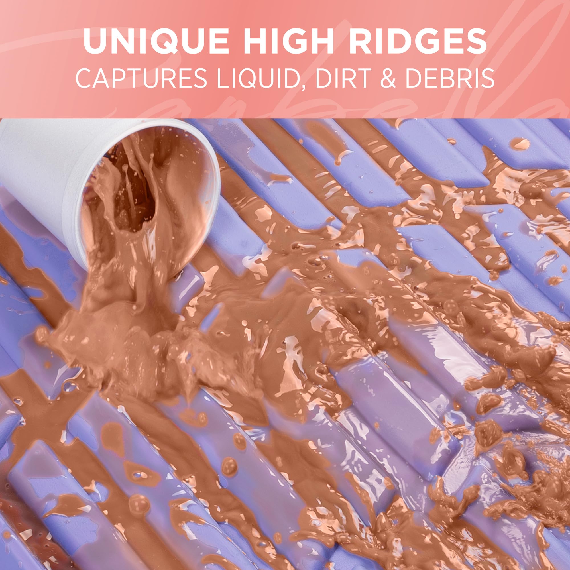 CARBELLA Lavender 4-Piece Rubber Car Floor Mats - Universal Fit All Weather Accessories for Women - Cute Girly Decor for Car, Truck & SUV