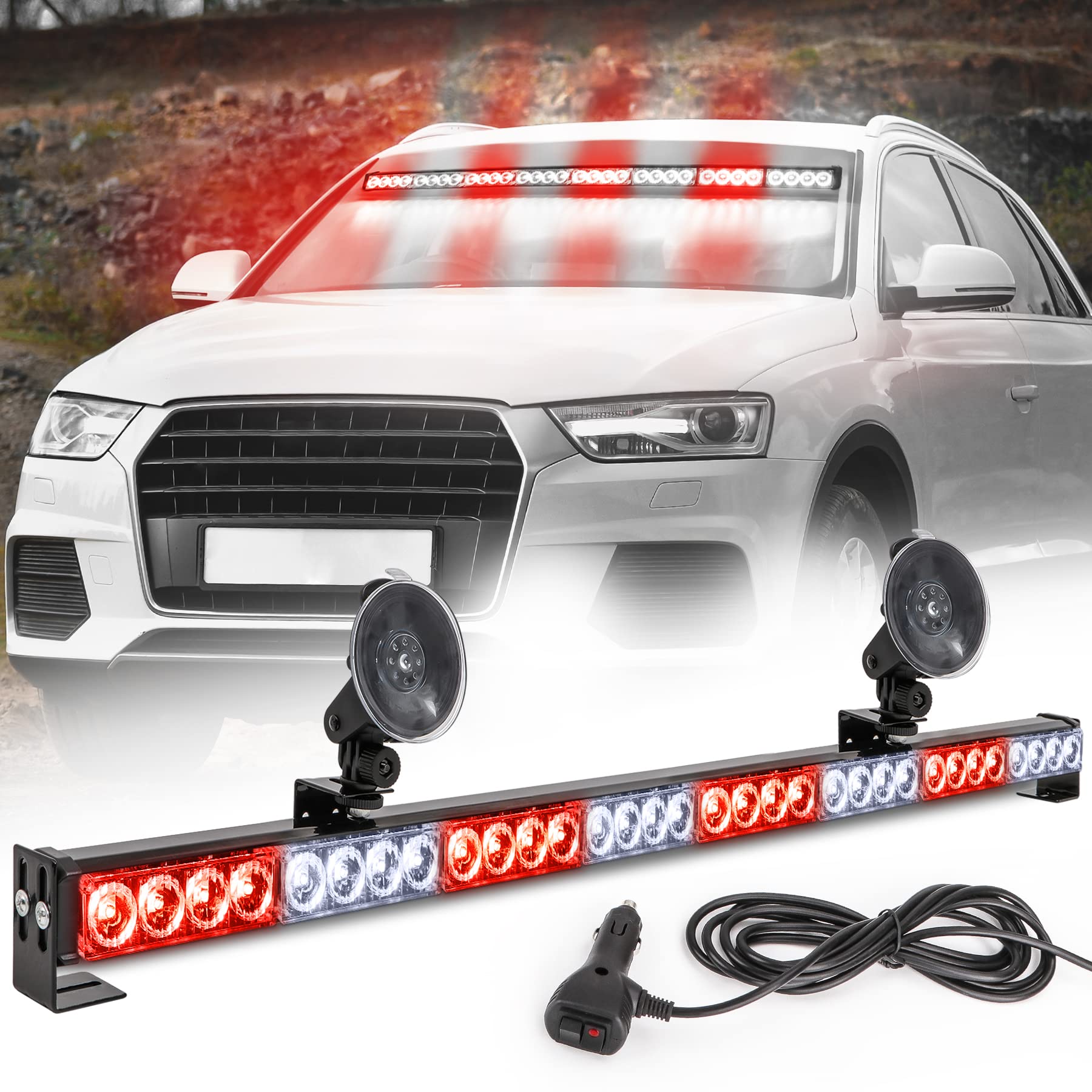 Led Strobe Light Bar 35.5 In 13 Flash Patterns 32 Led Warning Lights Emergency Traffic Advisor Directional Hazard Warning Flashi
