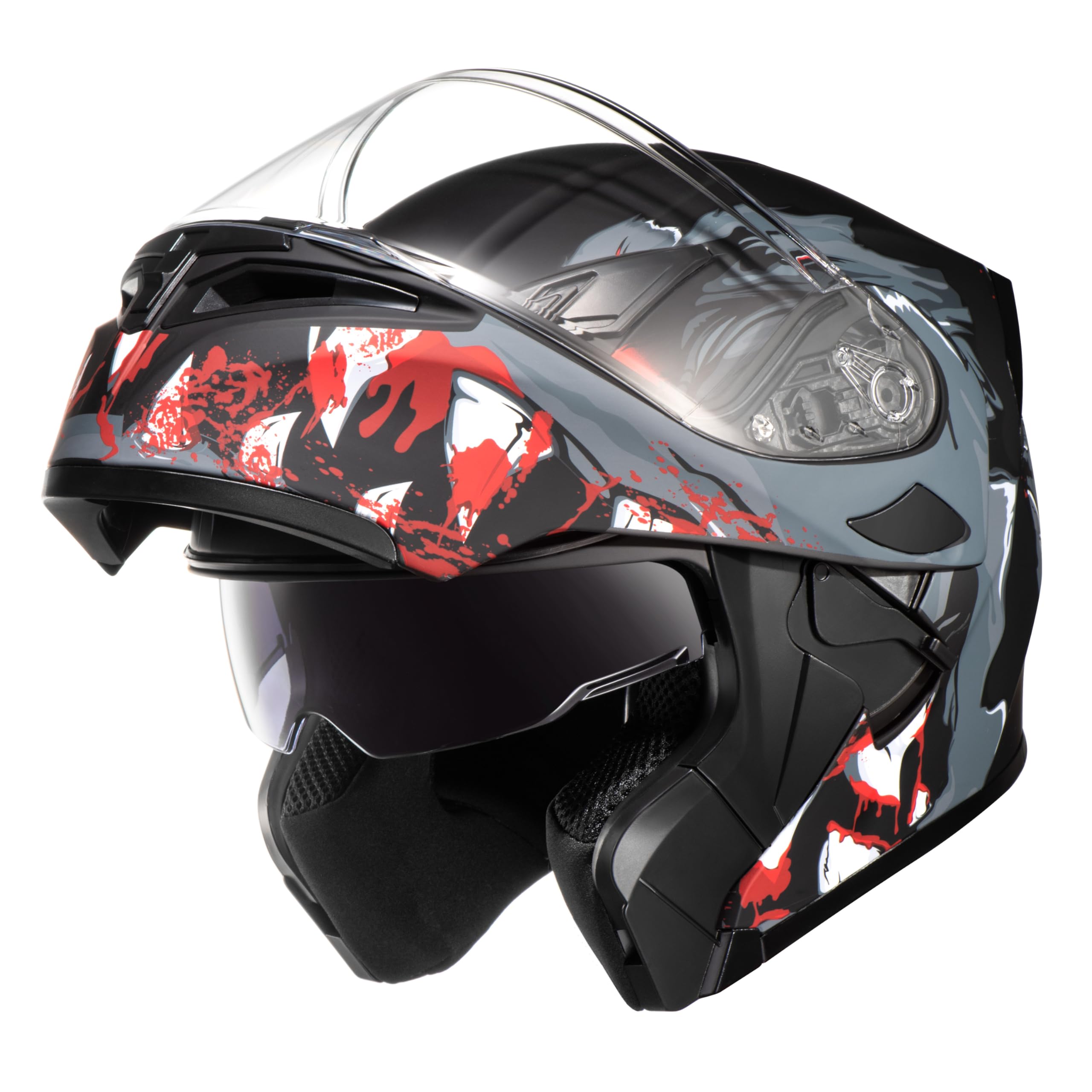 Kypara Motorcycle Dual Visor Flip Up Modular Full Face Helmet With Dot Certification Of Impressionism (Xl, Bloodhound)