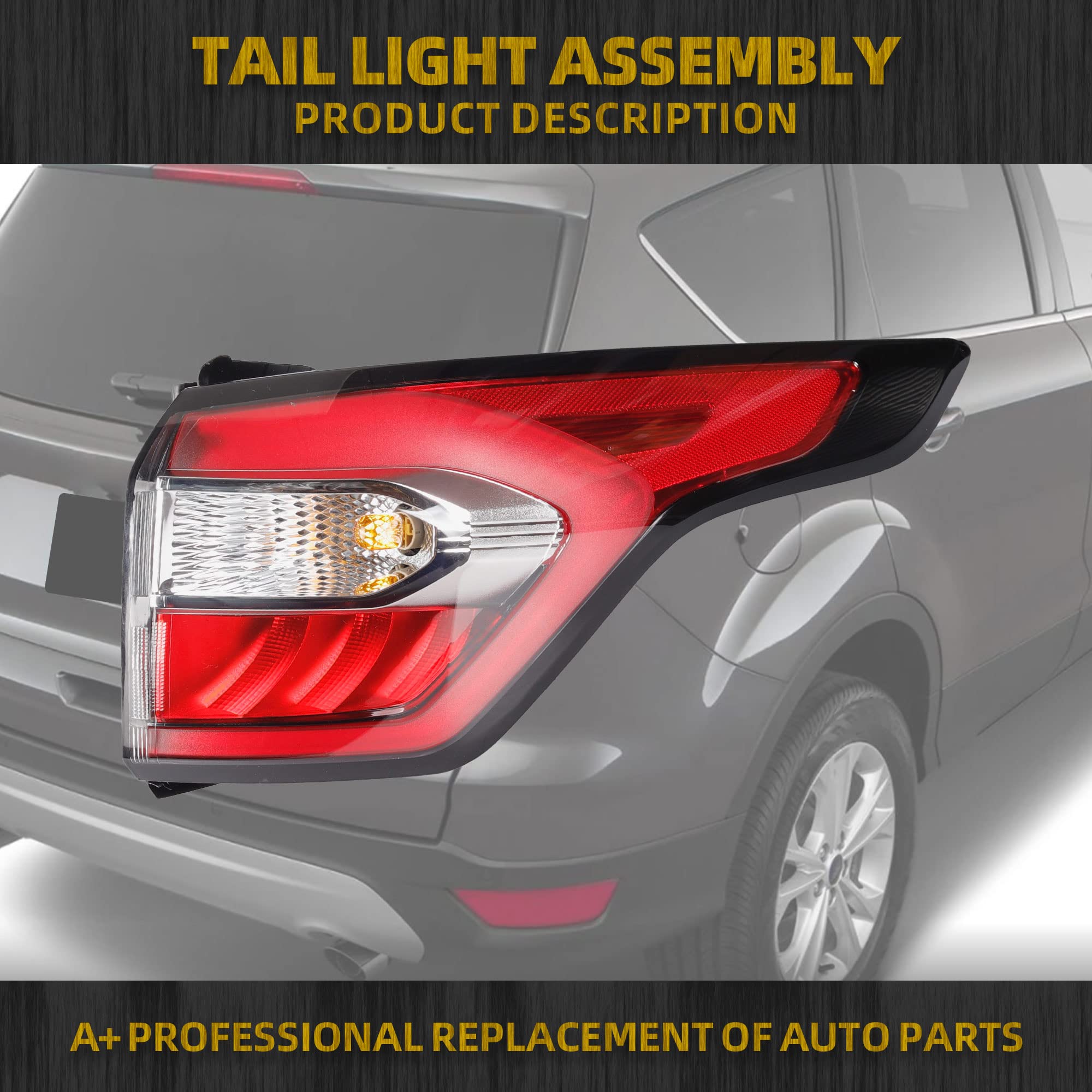 Dasbecan Right Passenger Side Tail Light Assembly With Bulb Compatible With Ford Escape Kuga 2017 2018 2019 Brake Rear Lamp