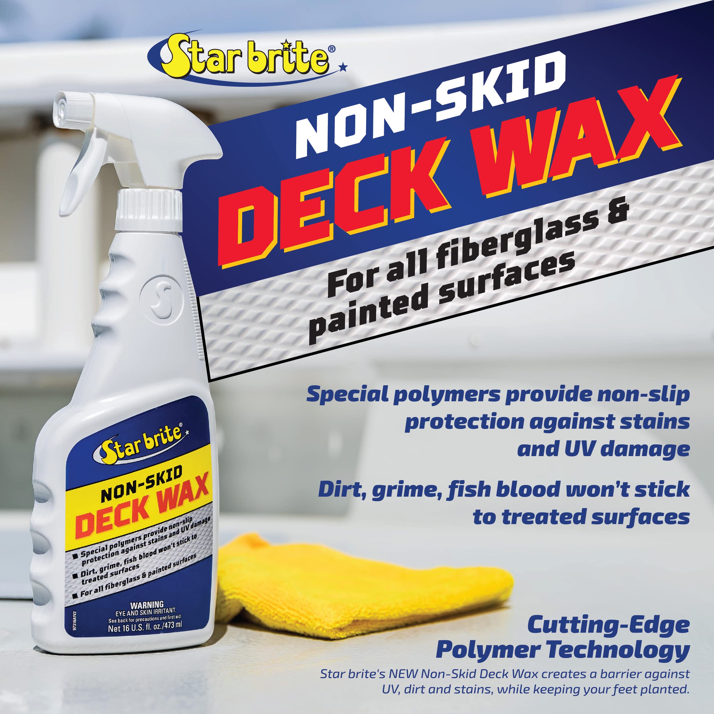 STAR BRITE Non-Skid Deck Wax Spray, 16 OZ - Clear Non-Slip Protection from Stains & UV Damage, Model 097316