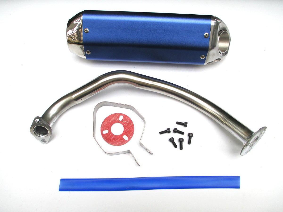 New! High Performance Exhaust System Muffler For Gy6 50Cc-400Cc 4 Stroke Scooters Atv Go Kart (Blue)