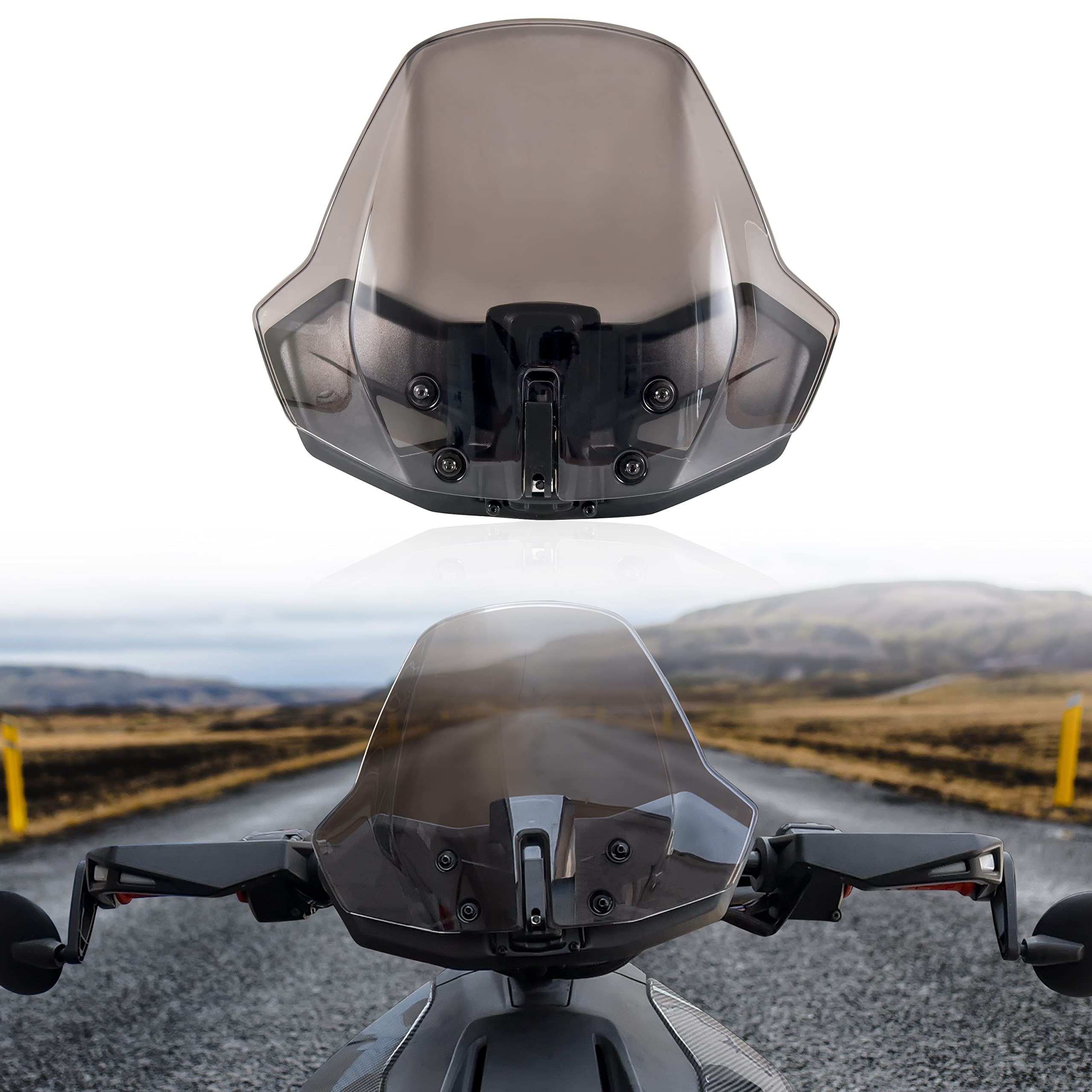 SAUTVS Dark Tinted Front Windshield for Can-Am Ryker, Adjustable Front Tinted Dustproof Durable Clear Hard Coated Wind shield fo