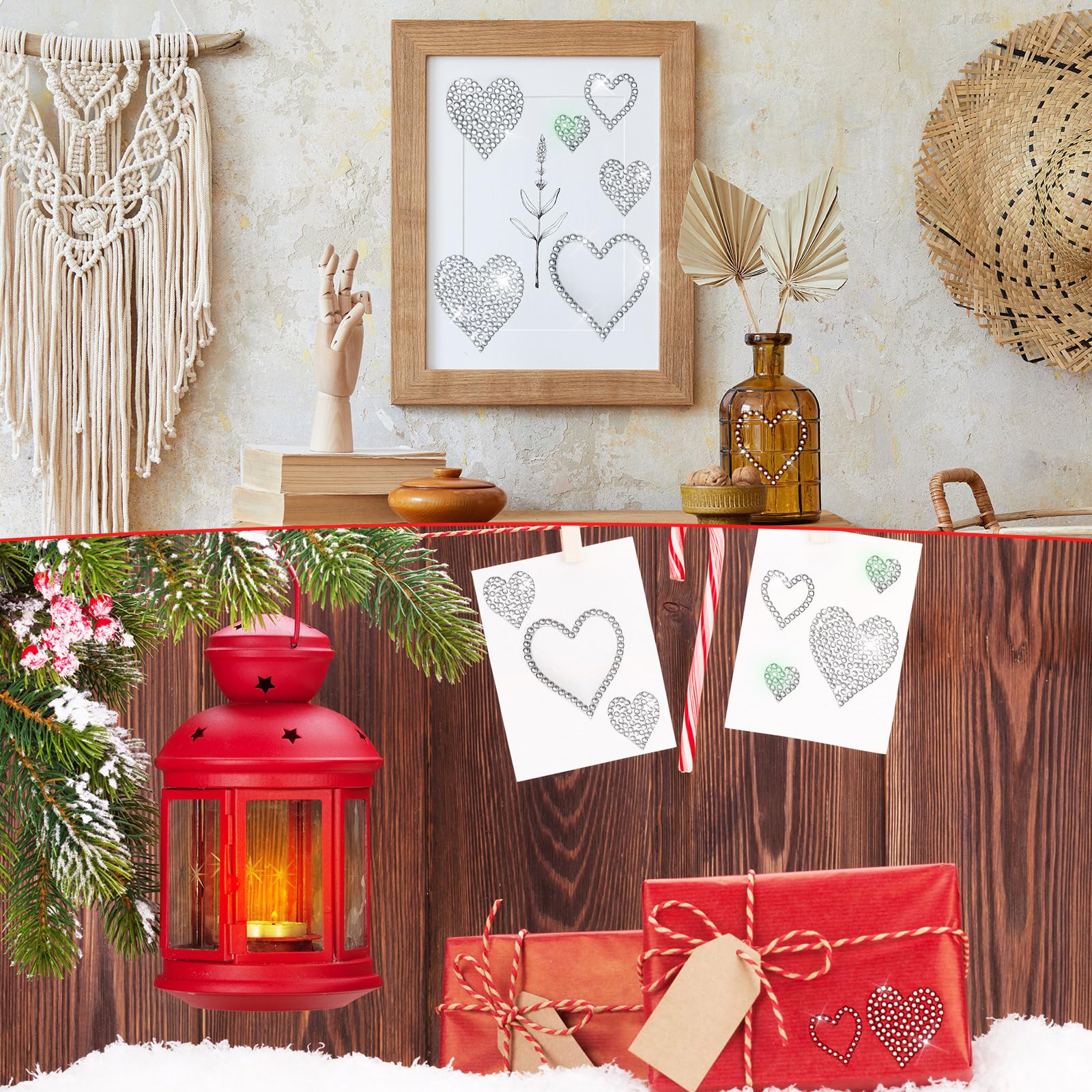 Epakh 84 Pcs Valentine Rhinestone Heart Stickers Glitter Bling Heart Crystal Silver Self Adhesive Sticker For Holiday Decal Deco