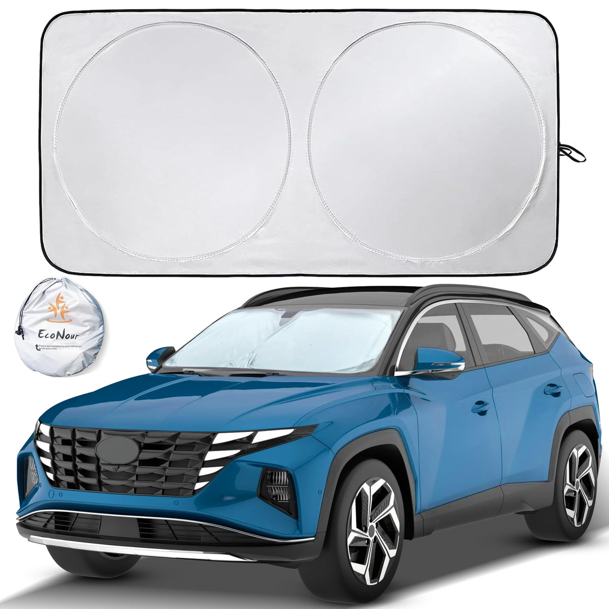 Econour Car Shade Front Windshield | Windshield Dash Protector For Maximum Uv Rays And Sun Heat Protection | Sun Visor Car Inter