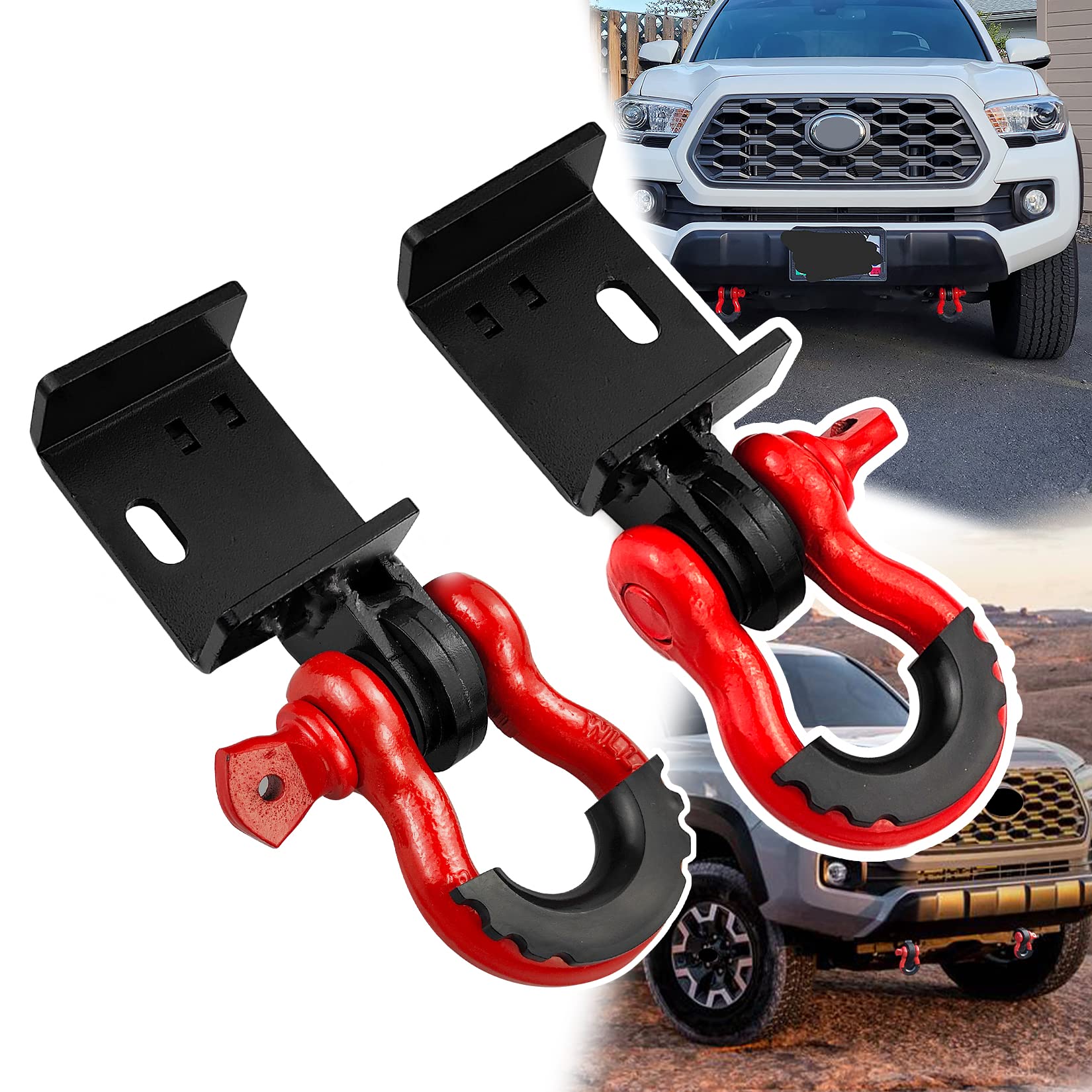 VIAGL Front Demon Tow Hook Bracket with 3/4 Inches Shackle Fit for Toyota Tacoma 2009-2023