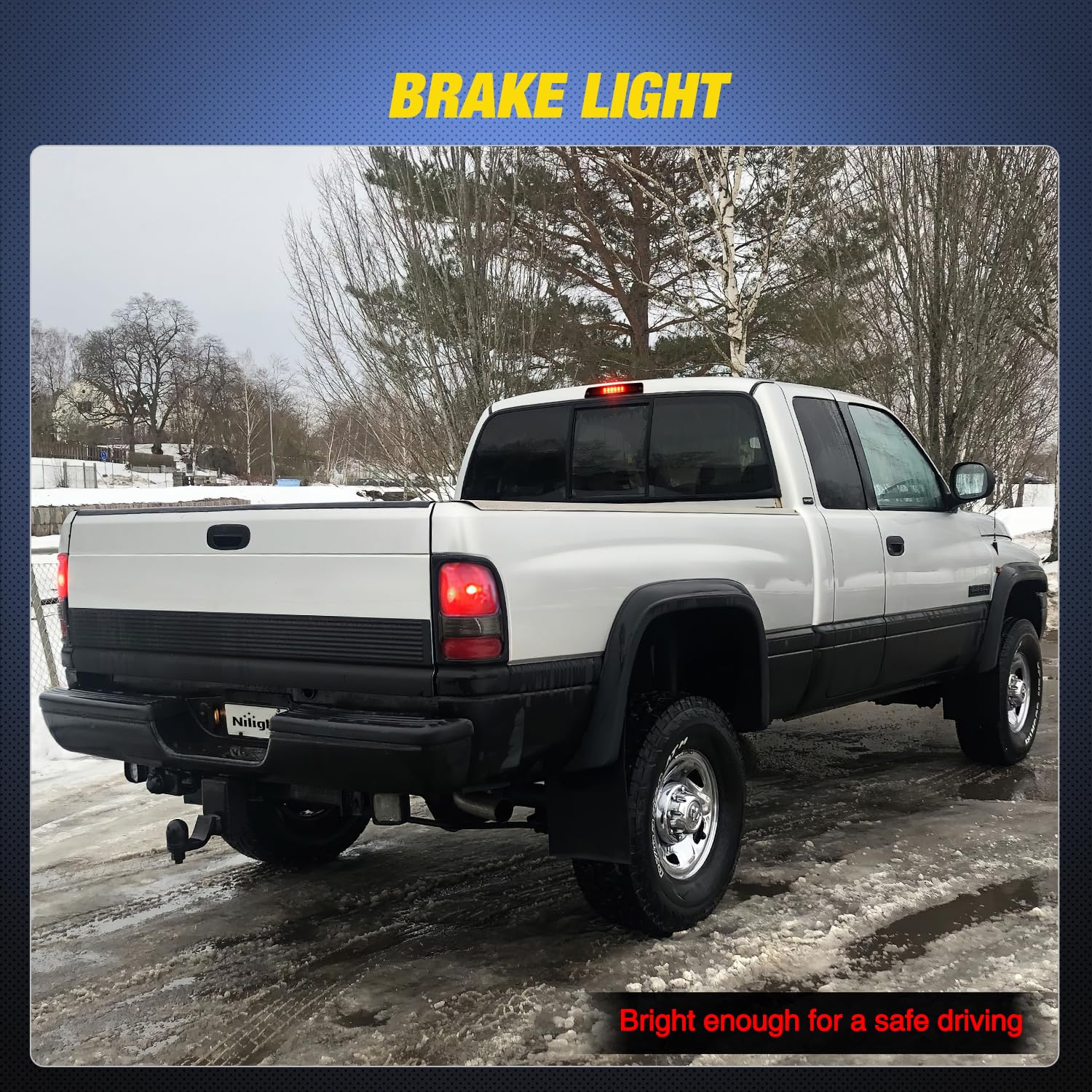 Nilight Smoked Lens Third Brake Light for Dodge Ram 1500 2500 3500 (1994-2001) - High Mount Cargo Reverse Lamp