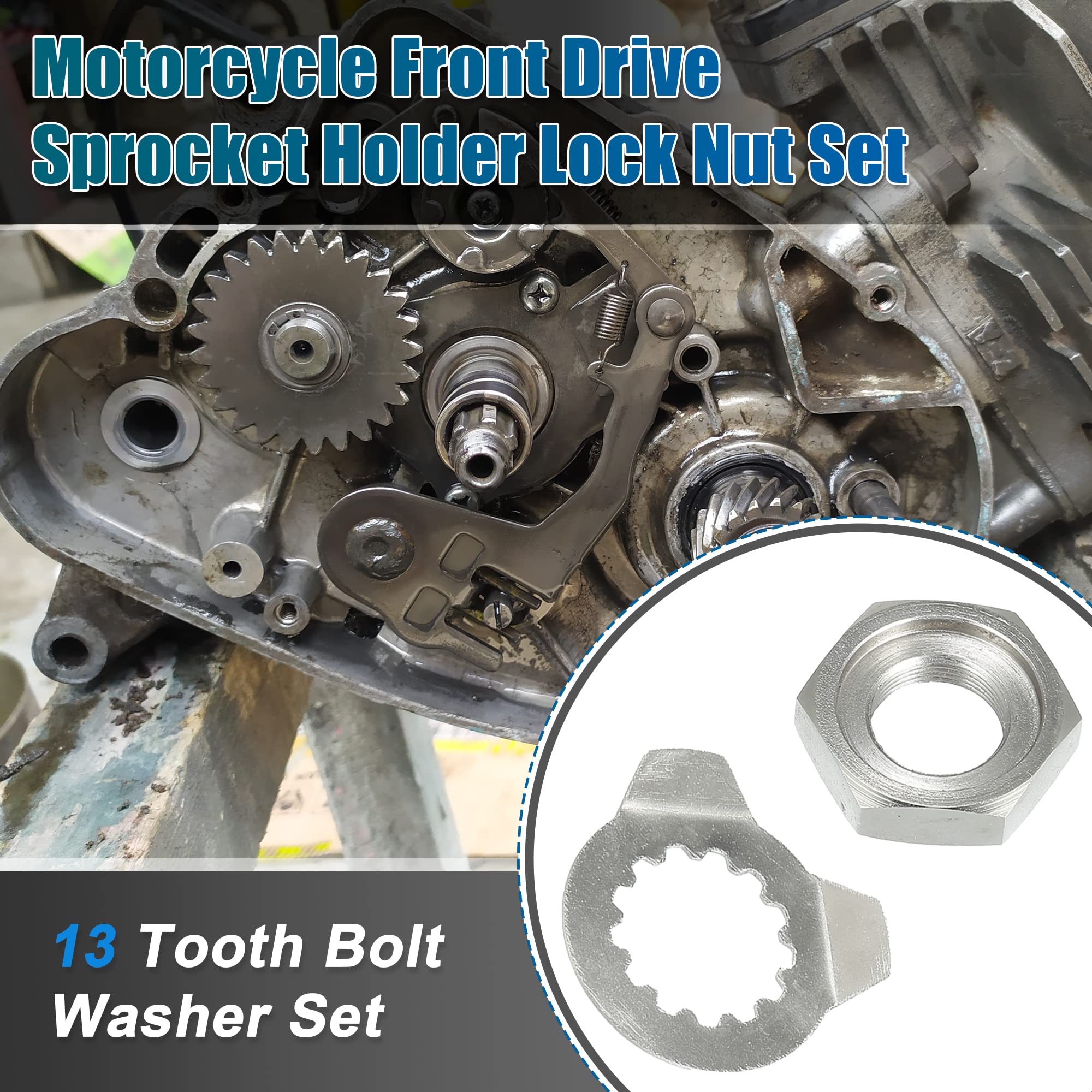 Motoforti 2pcs Front Sprocket Holder Lock Nut & Bolt Washer 13 Tooth For Yamaha 660R YFM660R 2001-2005 ATV 90179-18020 90215-212