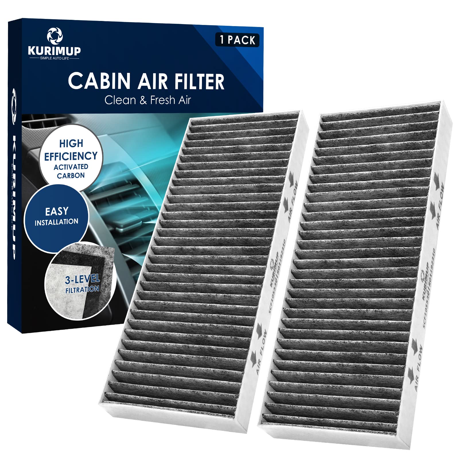 KURIMUP Premium Cabin Air Filter with Activated Carbon,Replacement for CF10553(CP553), Fit for Nissan Frontier/NV1500/NV2500/NV3