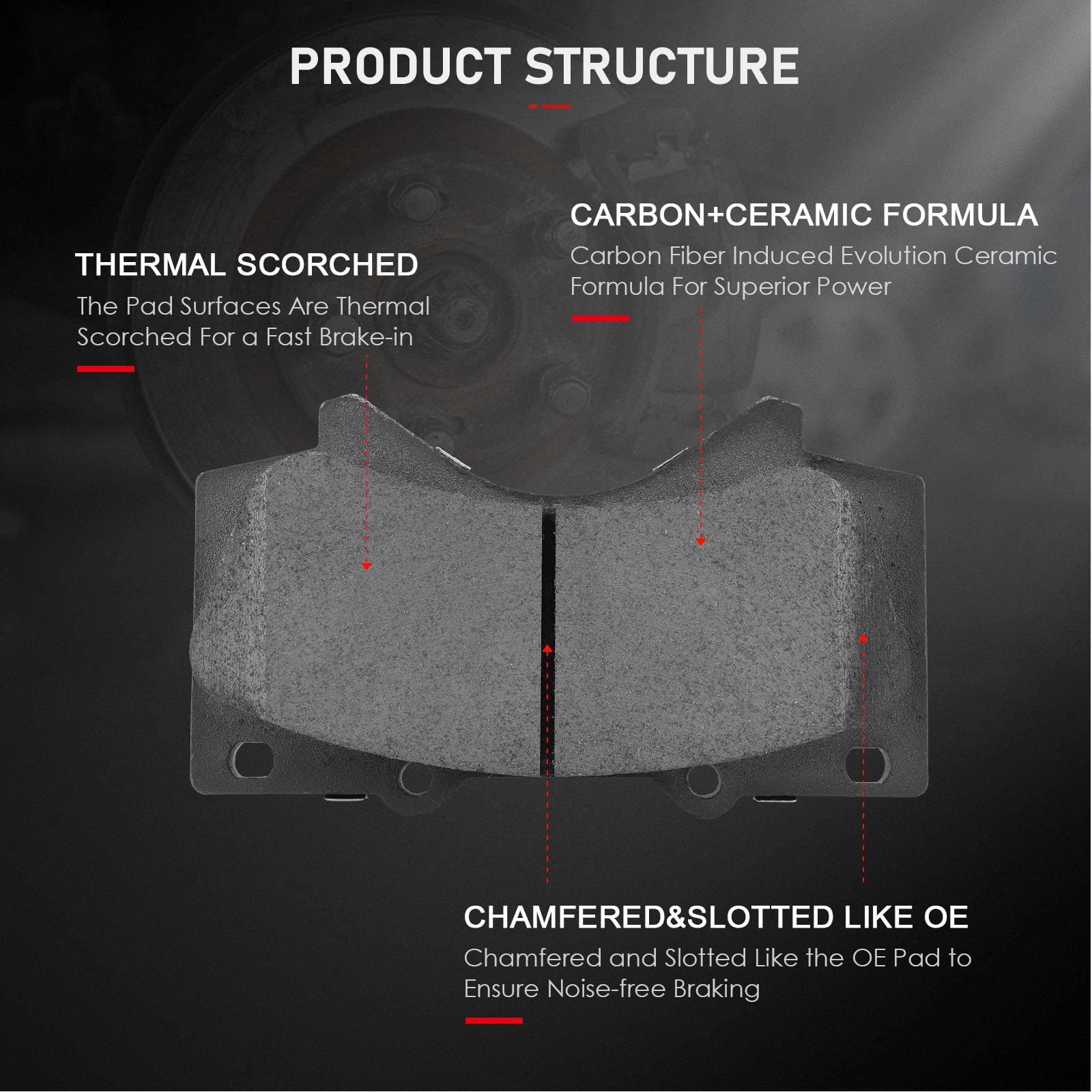 Cciyu D1303 Front Ceramic Brake Pads Kit - For Lexus Lx570 (2008-2011, 2013-2019) & Toyota/Land Cruiser/Sequoia/Tundra (2007-201