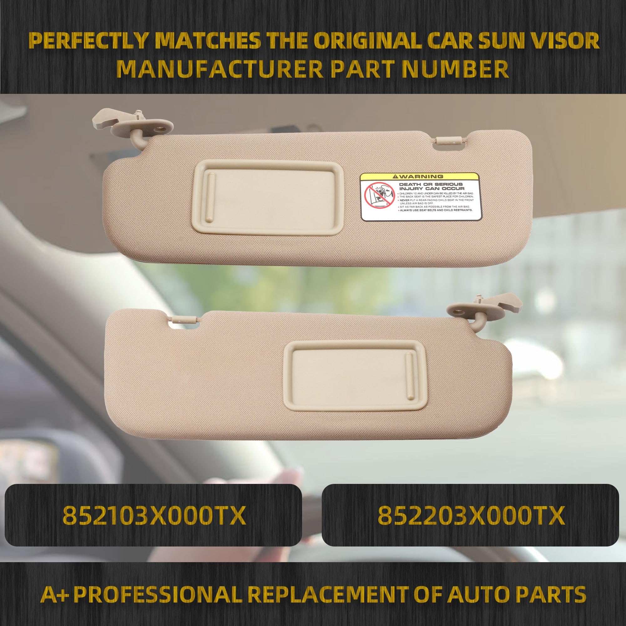 Dasbecan Beige Pair Sun Visor Compatible With Hyundai Elantra 2011 2012 2013 2014 2015 Replaces# 852103X000Tx