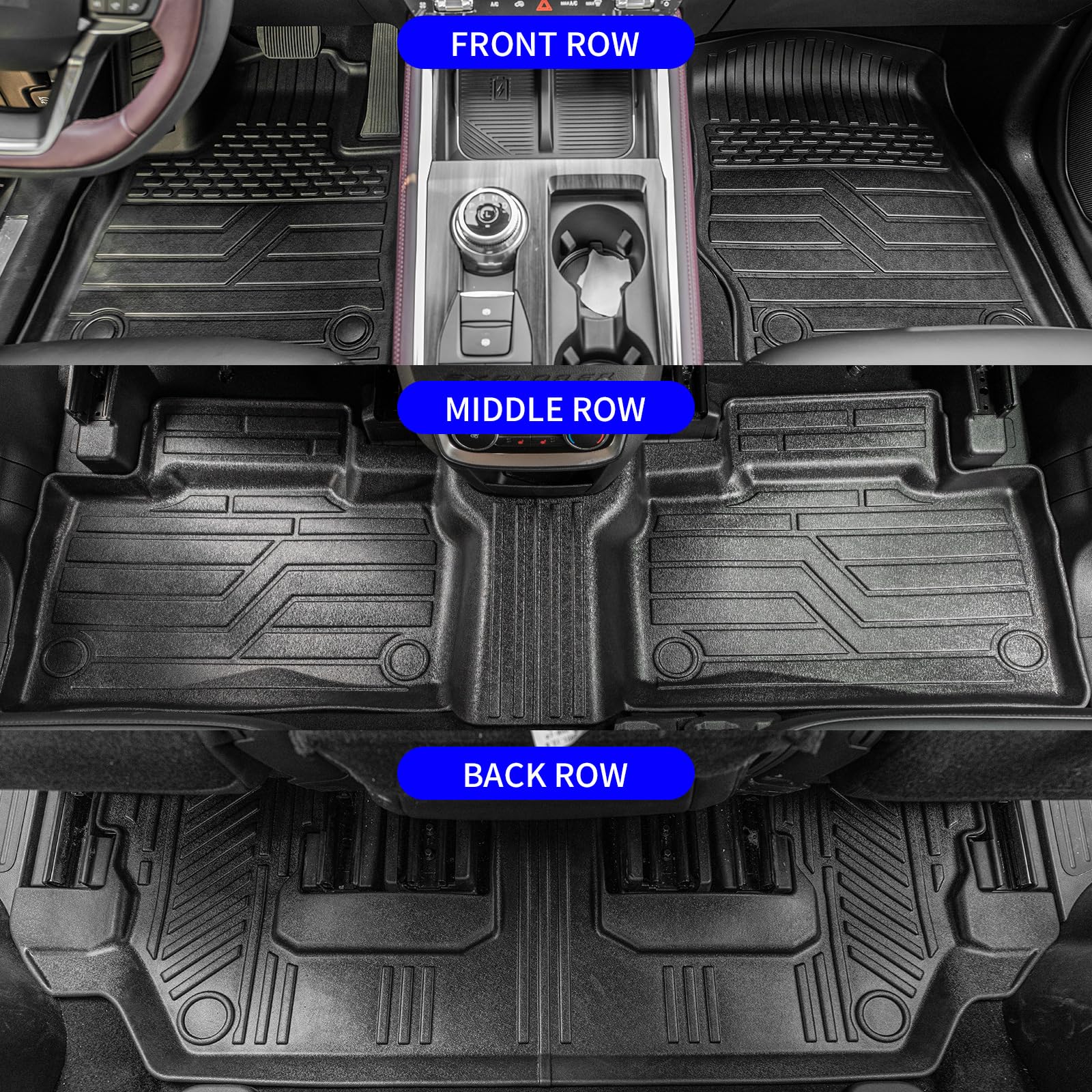 Rongtaod Floor Mats Compatible With 2020-2025 Ford Explorer 7 Seats Cargo Mat Cargo Liner Trunk Liner Back Seat Cover Protector