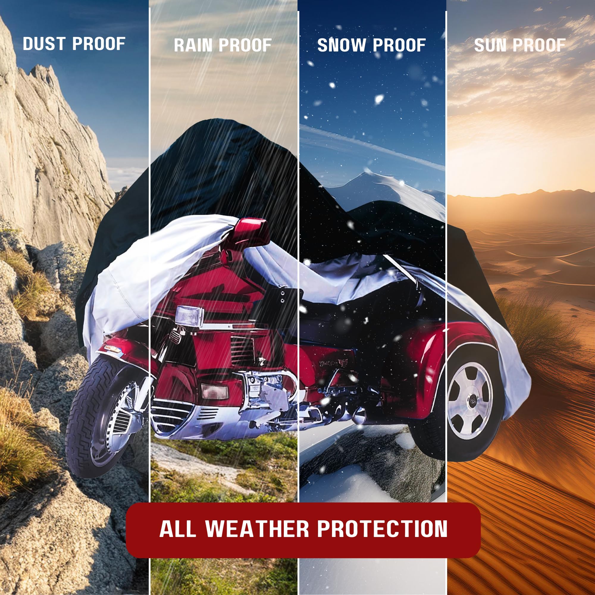 Formosa Xl Trike Motorcycle Cover - Cotton Windshield Protection, Water-Resistant, All-Season, Heavy Duty - Fits Harley Davidson