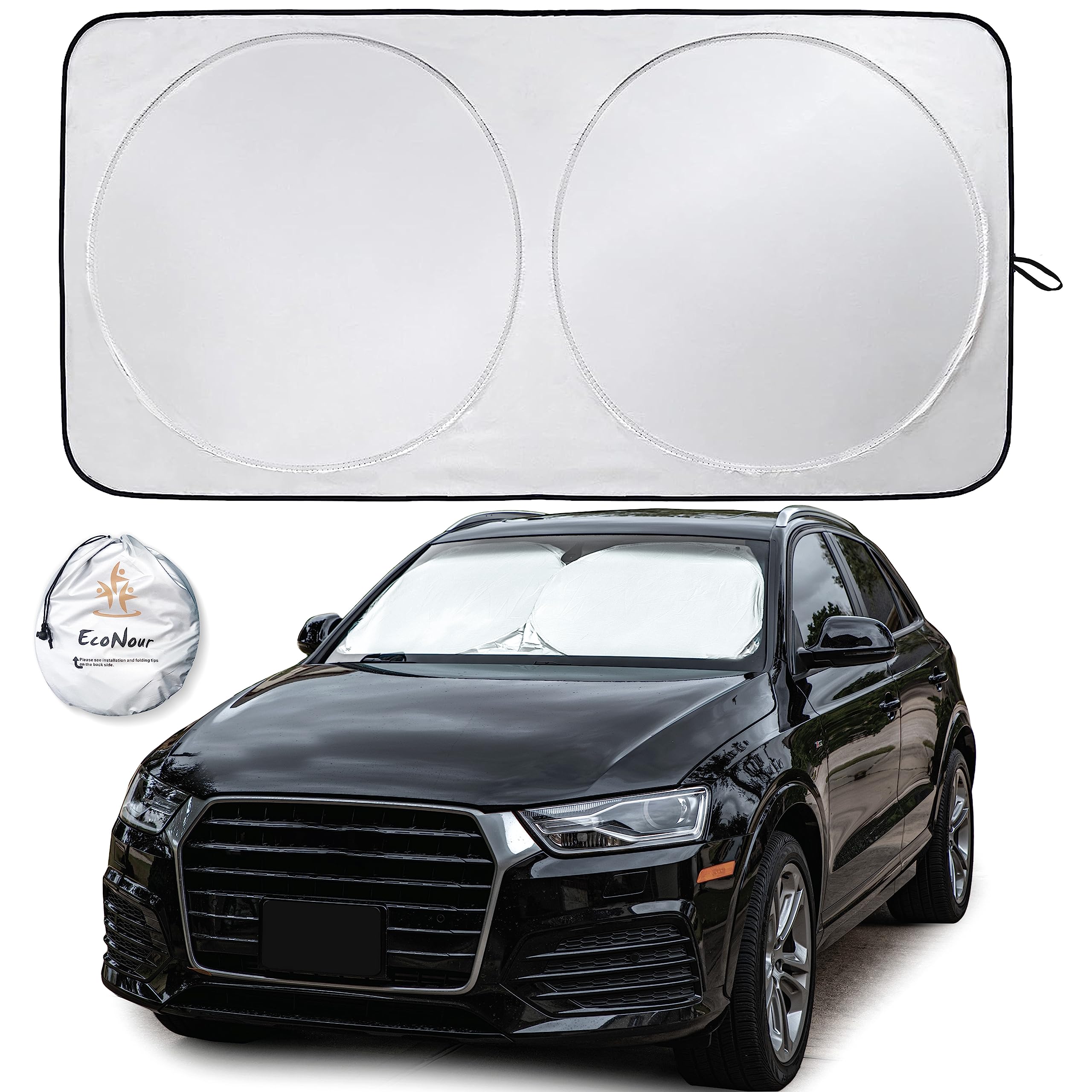 Econour Car Sun Shade Windshield | Reflective Car Window Sun Shades For Ultimate Dashboard Protection | Foldable Car Interior Ac