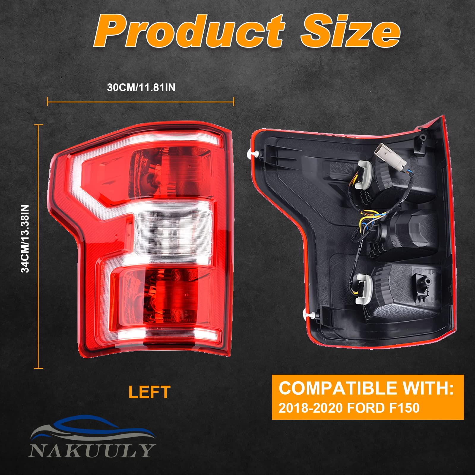 Nakuuly Tail Light Compatible With 2018 2019 2020 Ford F150 F-150 Left Driver Side Taillight Rear Brake Lamp Signal Assembly Wit