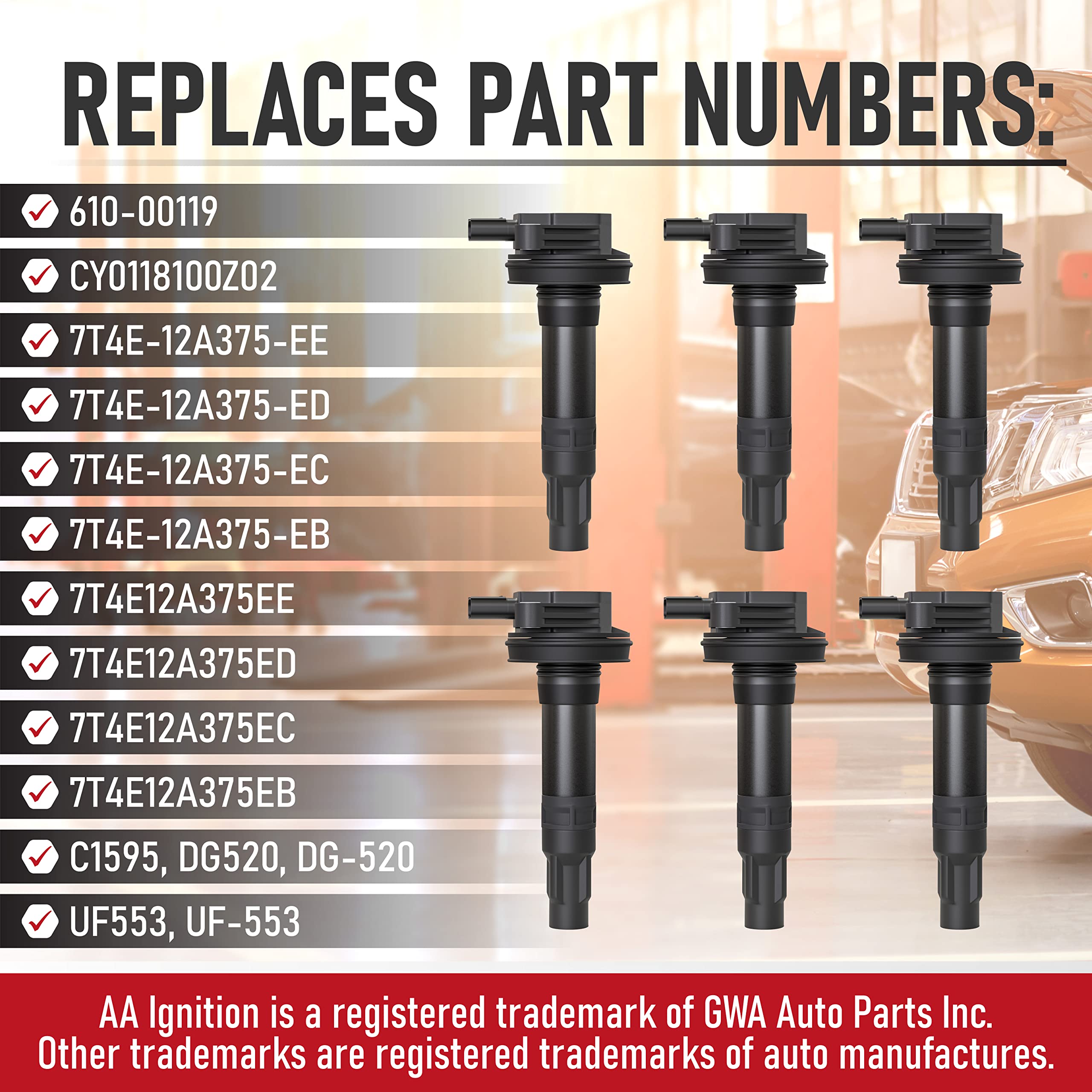 Ignition Coil Pack Set Of 6 - Compatible With Ford, Mercury, Mazda & Lincoln Vehicles - 3.5L, 3.7L V6 Edge, F150, Explorer, Must
