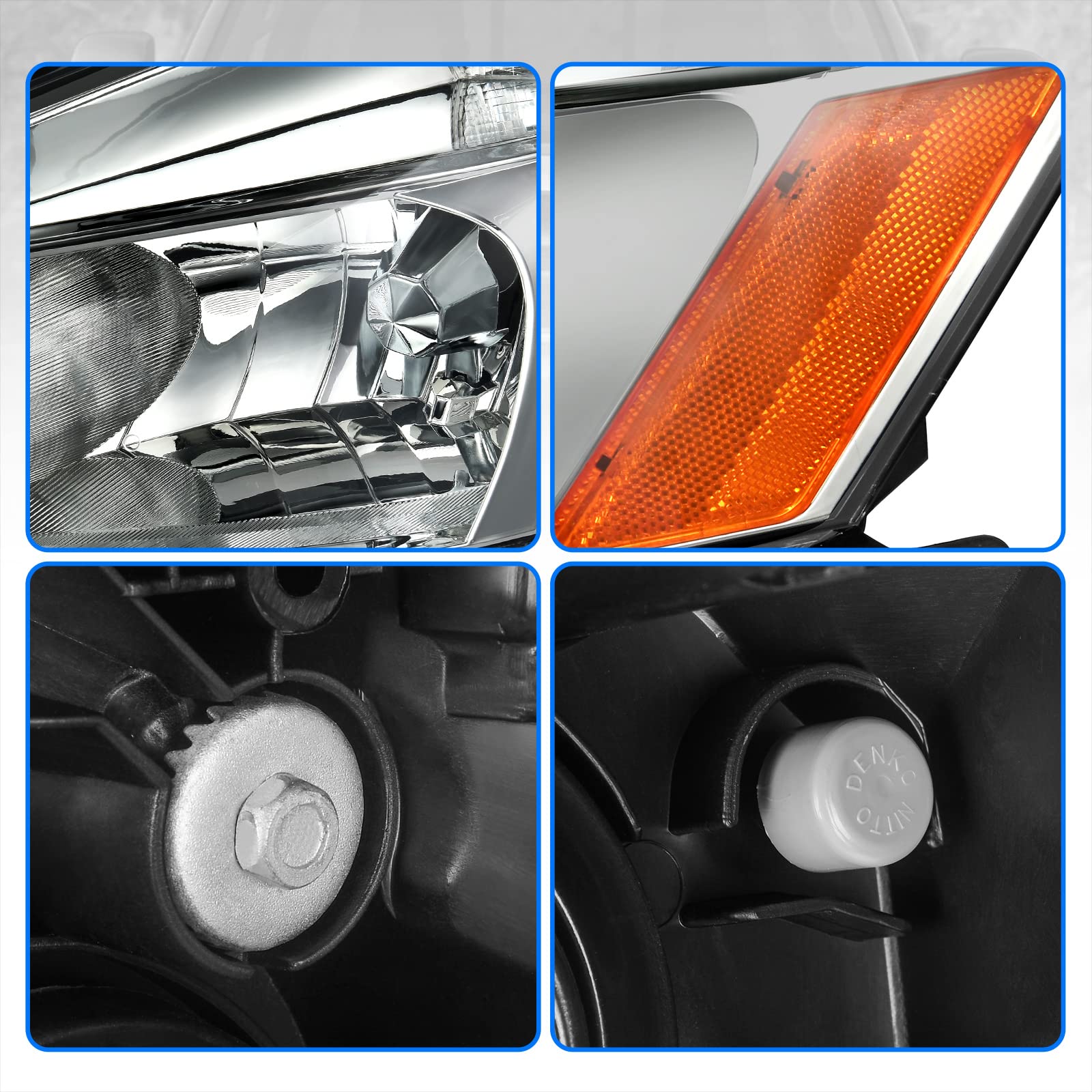Dwvo Headlight Assembly Compatible With 03-07 2003 2004 2005 2006 2007 Accord Replacement Headlamps Chrome Housing Smoke Lens
