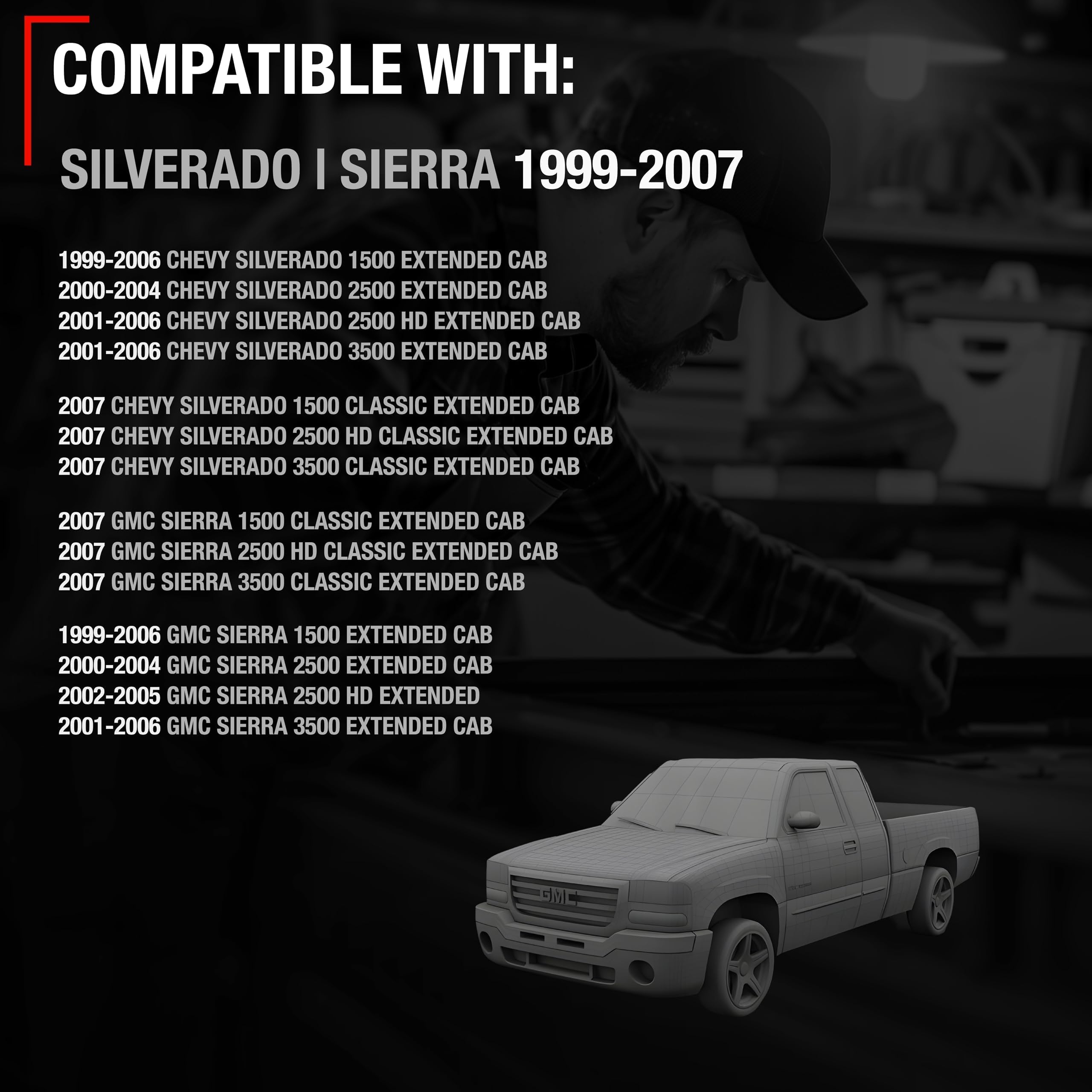 T1A Extended Cab Door Handle, Rear Driver Door Handle Compatible With 1999-2007 Chevrolet Silverado 1500 2500; 99-07 Gmc Sierra