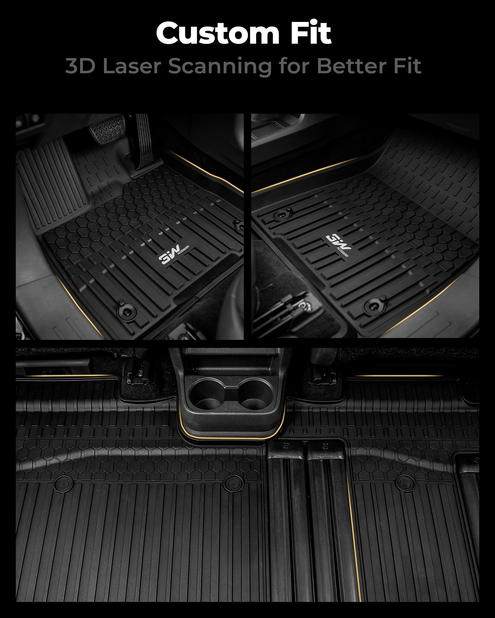 3W Floor Mats Fit Toyota Sienna 2021-2025 (Only For 8 Seat), Tpe All Weather Custom Fit Floor Liner For Toyota Sienna 1St, 2Nd A