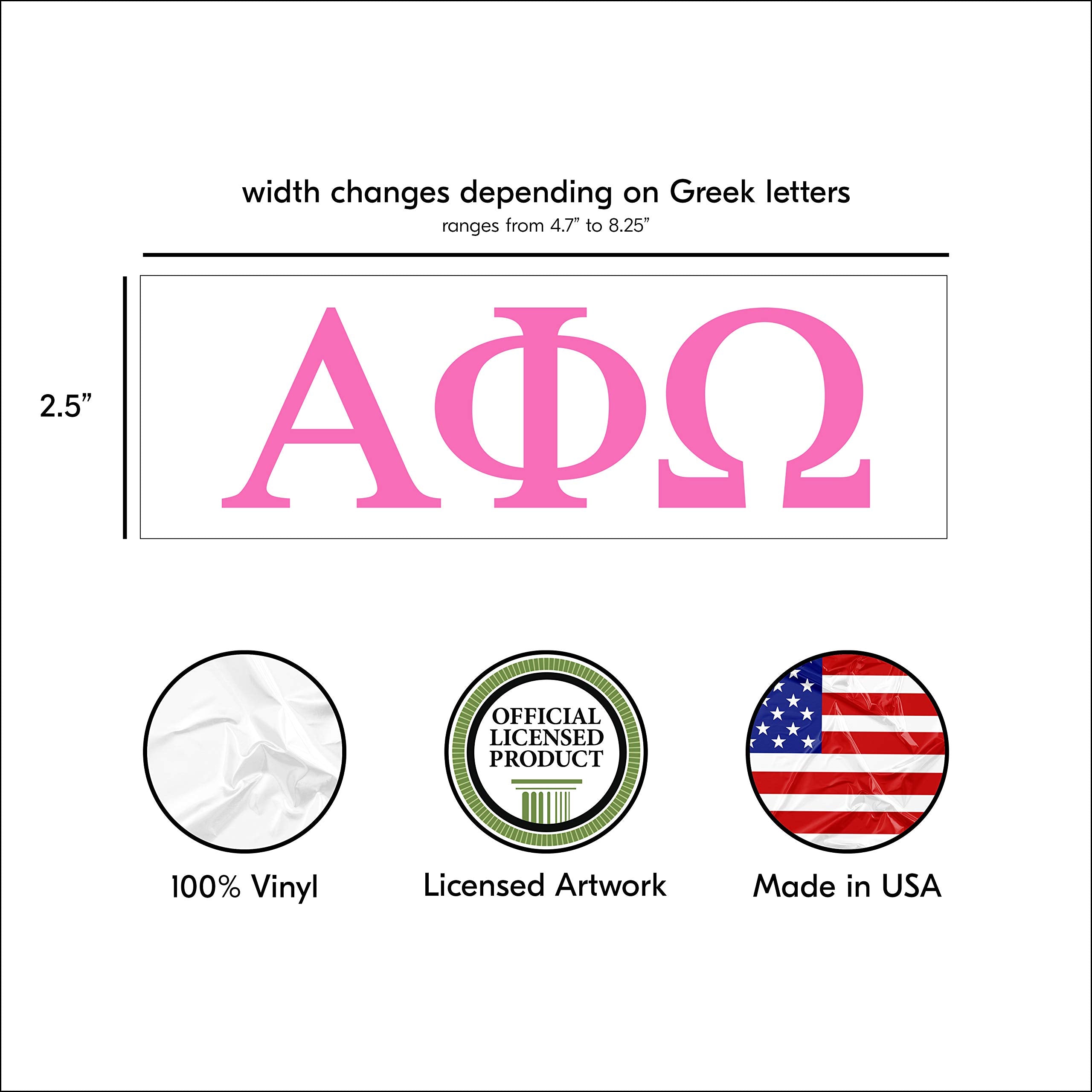 Pro-Graphx Alpha Phi Omega Greek Sorority Sticker Decal, 2.5 Inches Tall, Pink