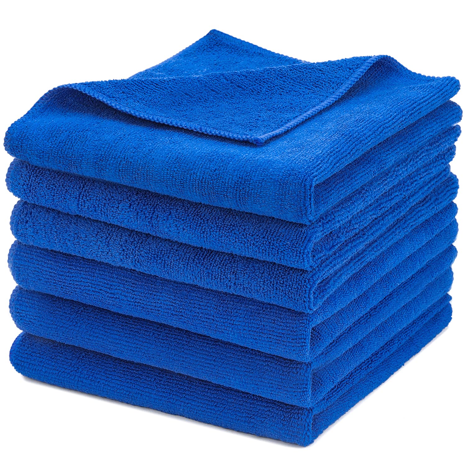 Carcarez Premium Microfiber Detailing Towels, 340 Gsm Lint Free Car Buffing Waxing Polishing Drying Towel, Pack Of 6 (Blue)