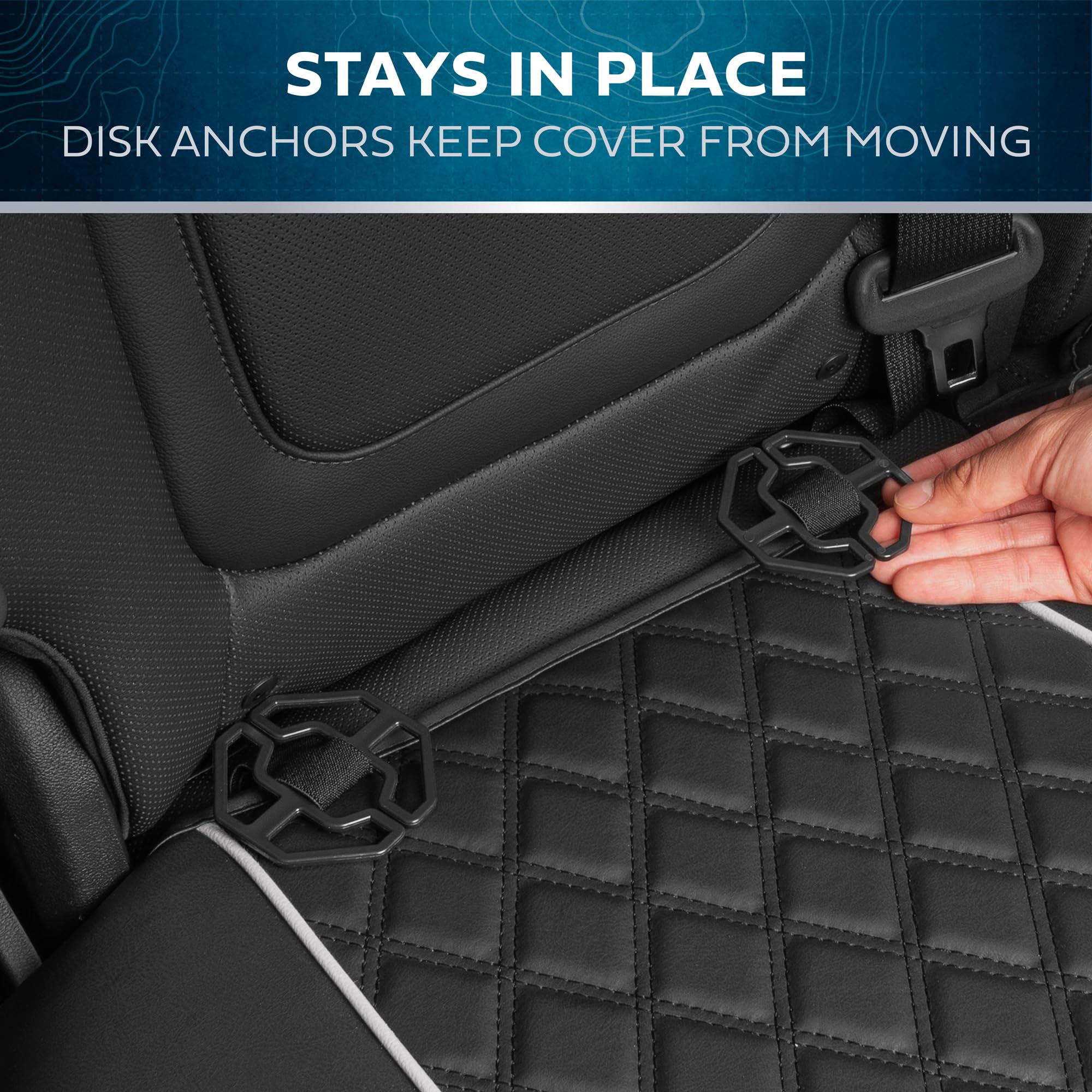 MotorBox Prestige Premium Seat Covers - Semi-Custom Fit Black/White Car Seat Covers for Rear Bench Automotive Interior Cover for