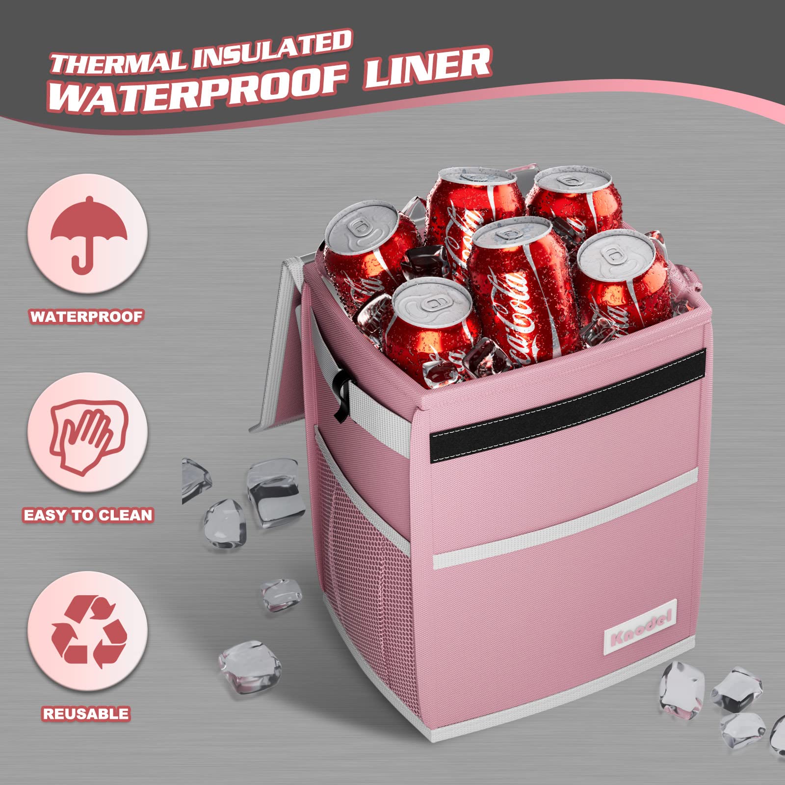 Knodel Car Trash Can, Waterproof Car Garbage Can, Car Trash Bag With Lid, Leak-Proof Car Trash Bin, Car Trash Hanging (Pink, Med