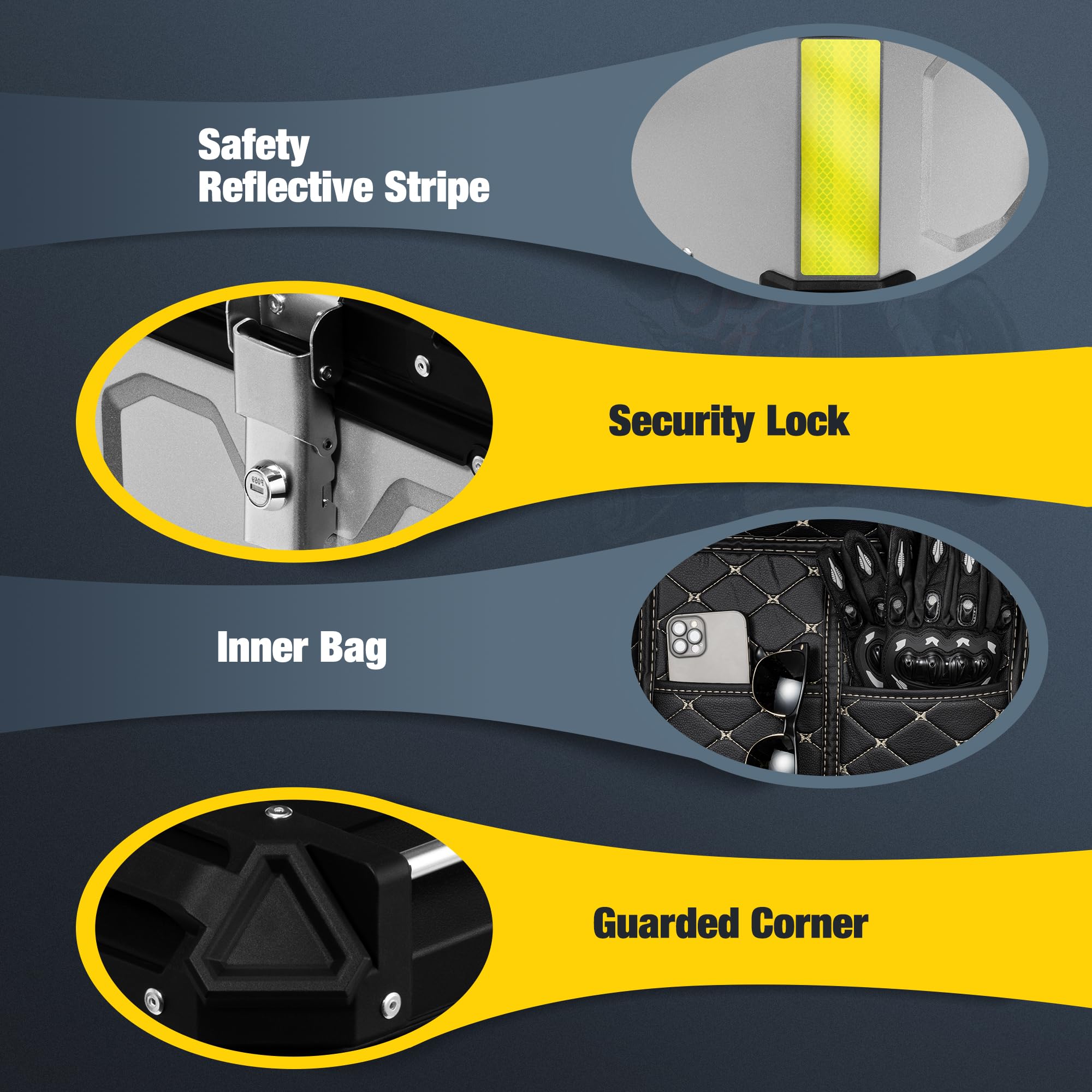 Gurblofy Motorcycle Top Case, 45L Motorcycle Tail Box Bag, Aluminum Motorcycle Trunk with Anti-Theft Lock System, Easy Installat