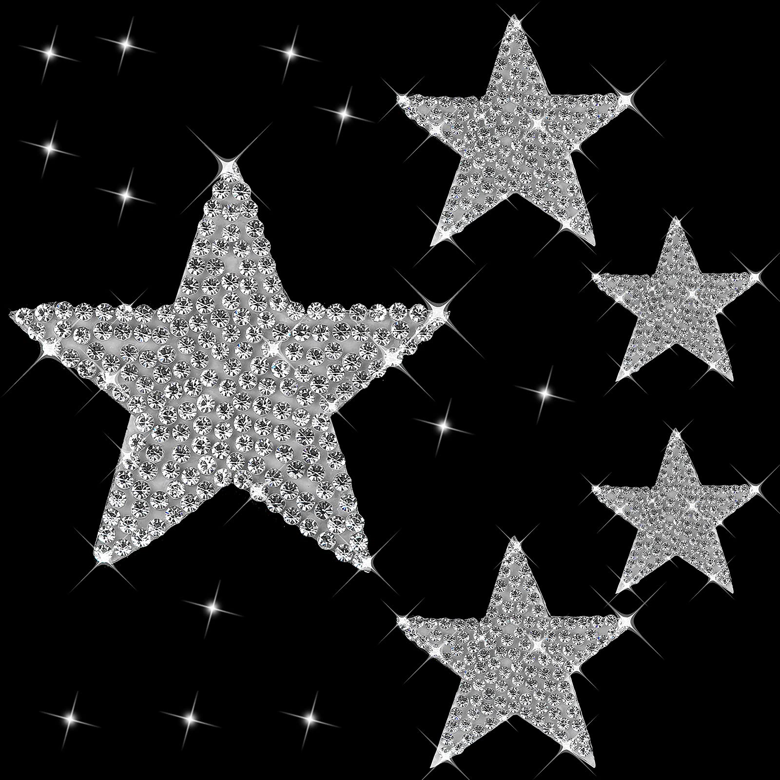 Hungmieh 5Pcs Car Decals For Women, Bling Rhinestone Star Stickers And Decals With Self-Adhesive Backing For Car Interior&Exteri
