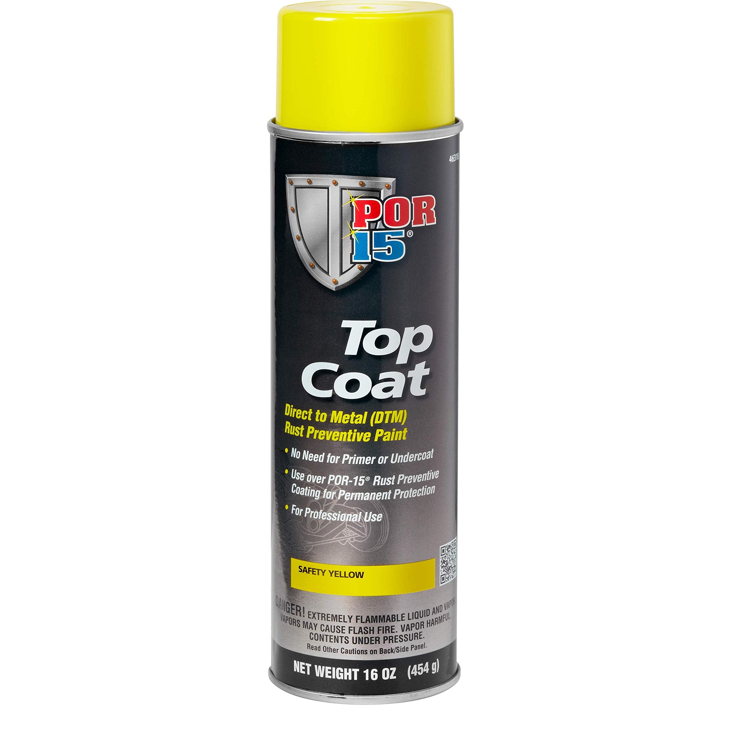 Por-15 Top Coat Spray Paint, Direct To Metal Paint, Long-Term Sheen And Color Retention, 16 Fluid Ounces, Safety Yellow
