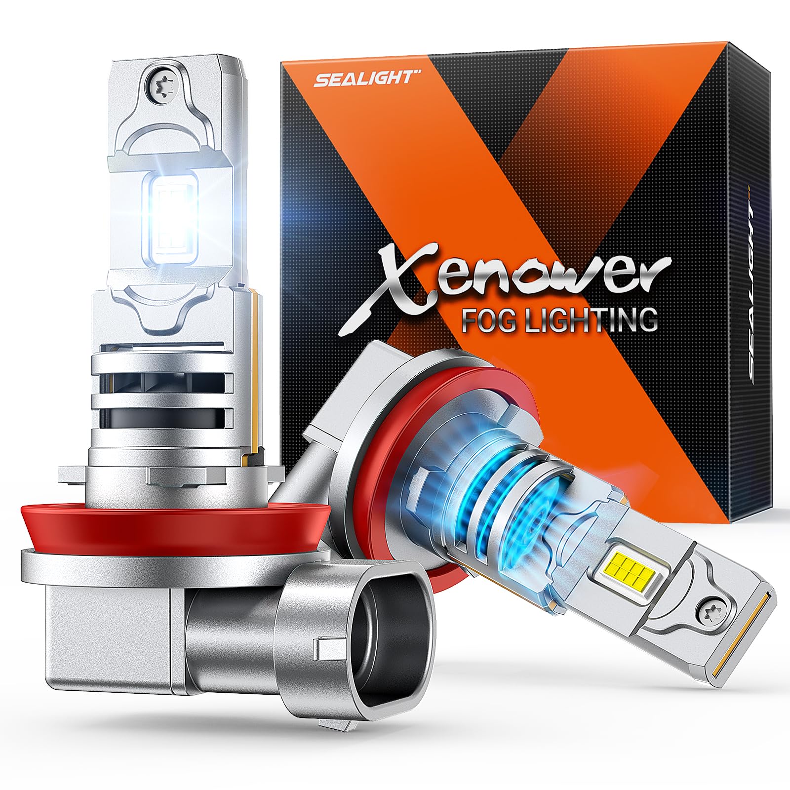 Sealight H11 H8 H16 Led Fog Light Bulb, 1000% Brightness Fog Lamp 6500K White Light, 1:1 Design H8 H11 Fog Light Bulbs Led With