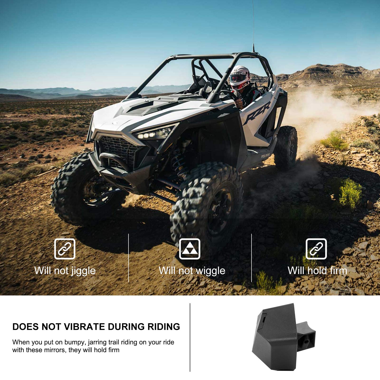 Kiwi Master Rear View Mirror Compatible With 2024 Polaris Rzr Xp 1000, 2020-2024 Rzr Pro Xp, Pro R, Turbo R, Rzr Trail/S Accessories Center Rearview Racing Convex Mirrors # 2883763