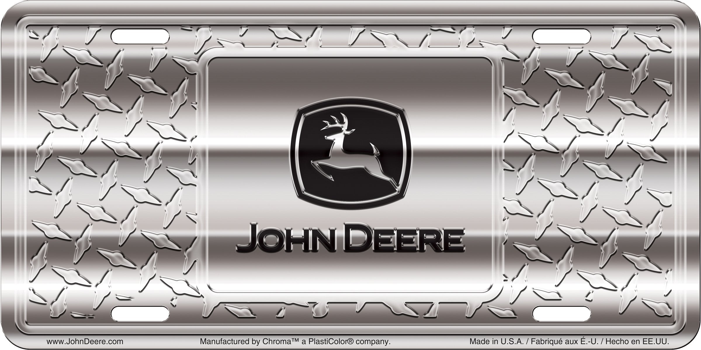 Chroma 55011 John Deere Treadplate Stamped Metal Tag, Silver