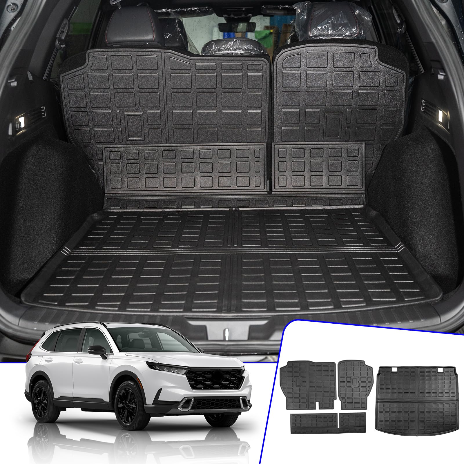 Rongtaod Cargo Mat Compatible With 2023 2024 2025 Honda Crv (Include Hybrid) Cargo Liner Trunk Mat Back Seat Cover Protector Hon