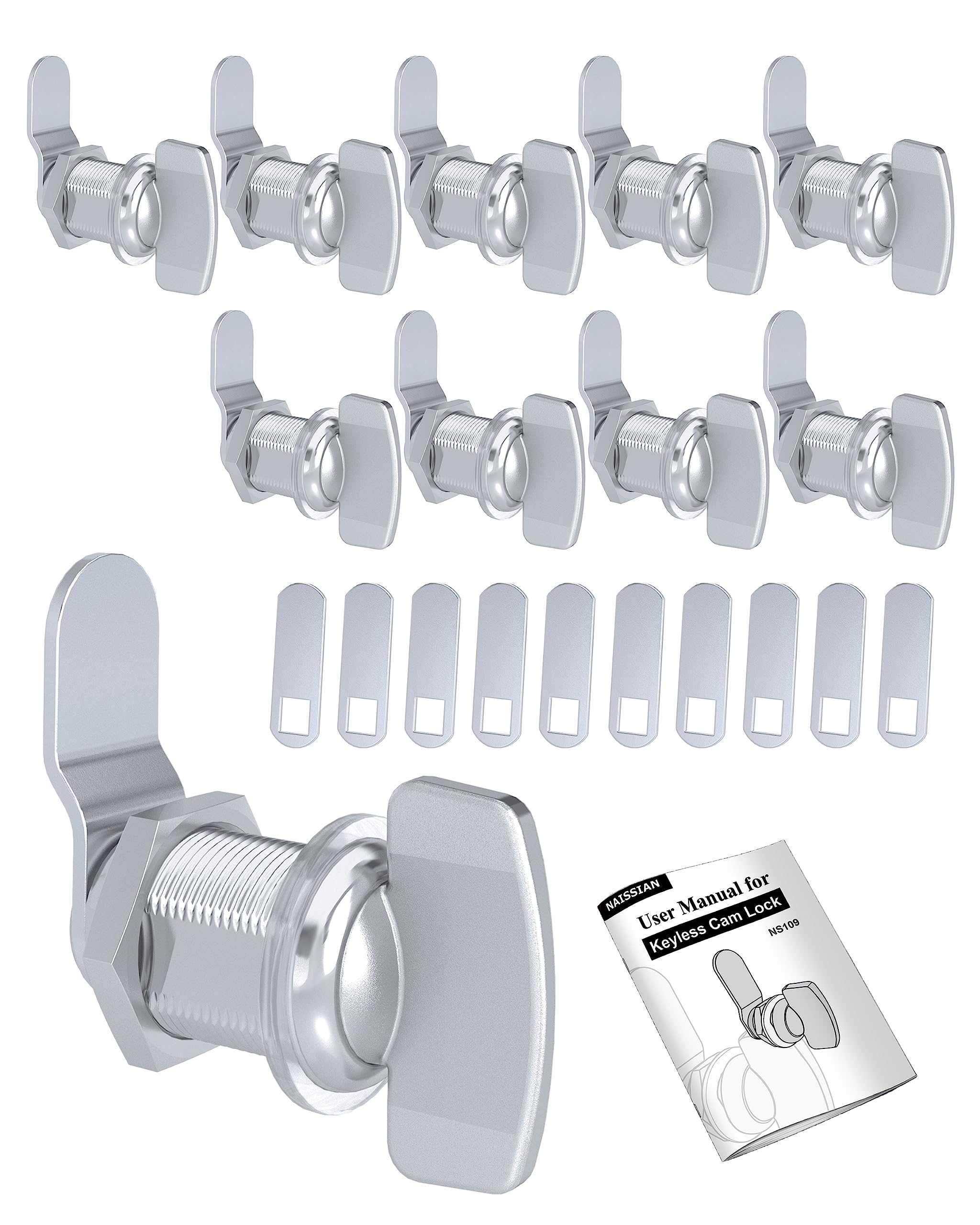 Naissian Rv Thumb Cam Lock,Keyless Thumb Twist Operated, For Boat, Rv Storage Compartment Baggage Door, Outdoor Shower Lock Latc