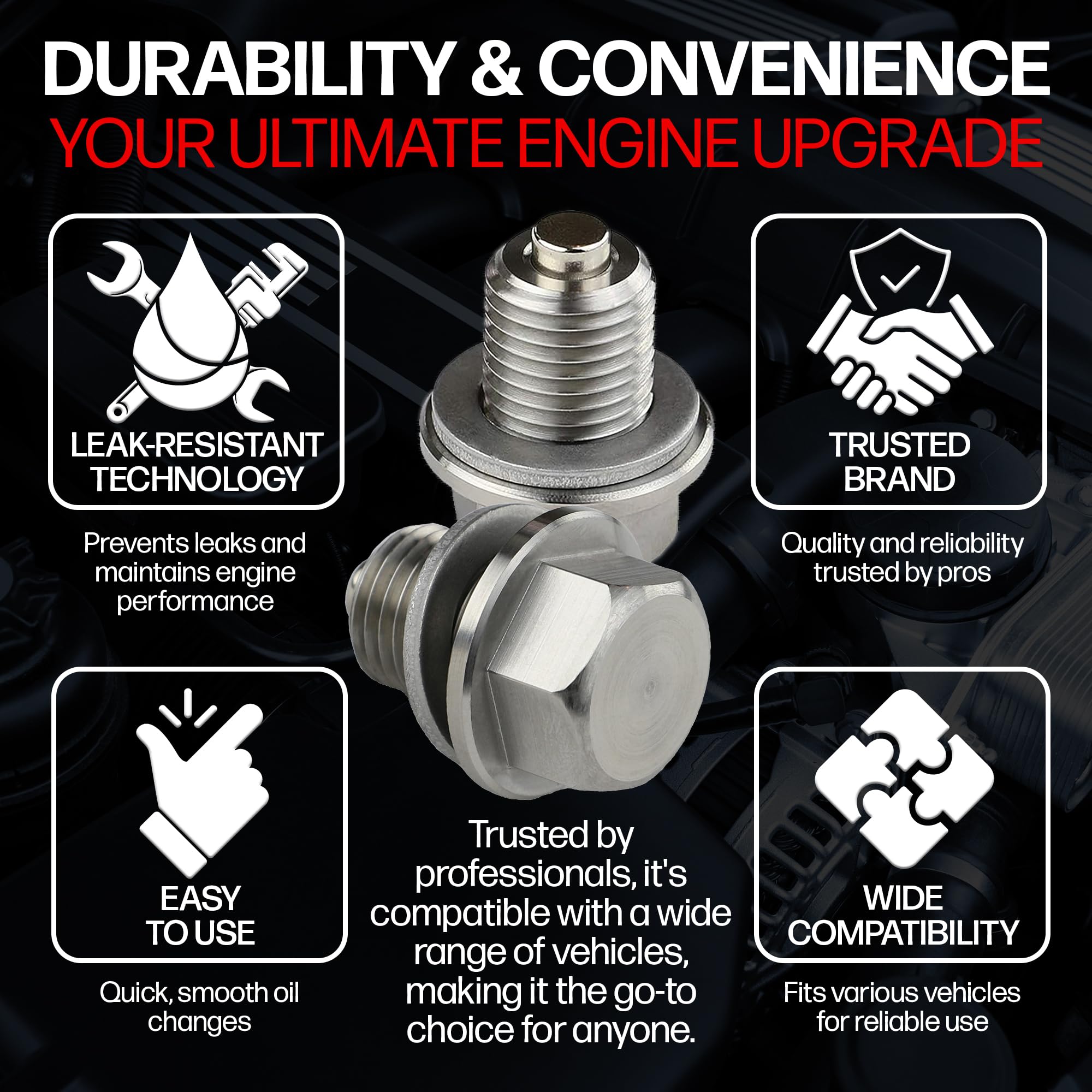 Votex - Made In Usa - M14 X 1.5Mm Magnetic Engine Oil Drain Plug Fits Acura, Audi, Chevrolet, Chrysler, Dodge, Fiat, Ford, Honda, Hyundai, Jeep, Kia, Mazda, Mercedes, Mitsubishi, Porsche, Volkswagen