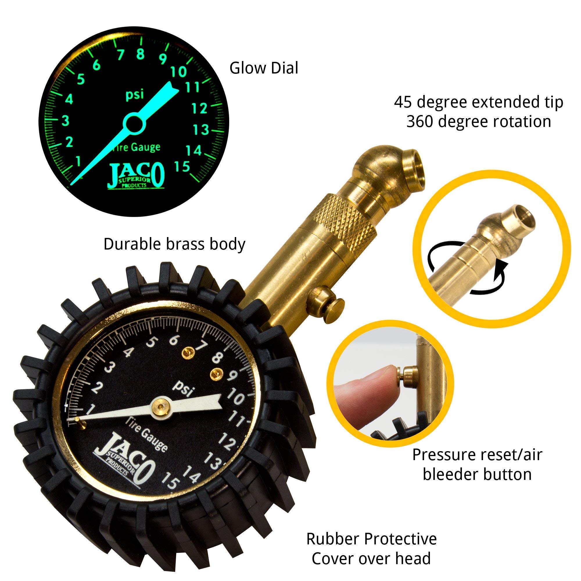 Jaco Elite Low Pressure Tire Gauge - 15 Psi