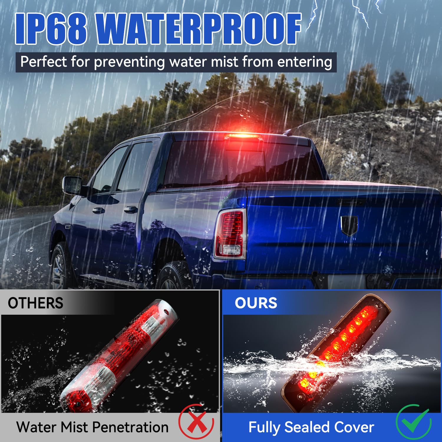 Suparee Ram 1500 Led 3Rd Brake Light Tail Rear High Mount Lamp For 2009-2017 Dodge Ram 1500 2010-2017 Dodge Ram 2500 3500 Red &