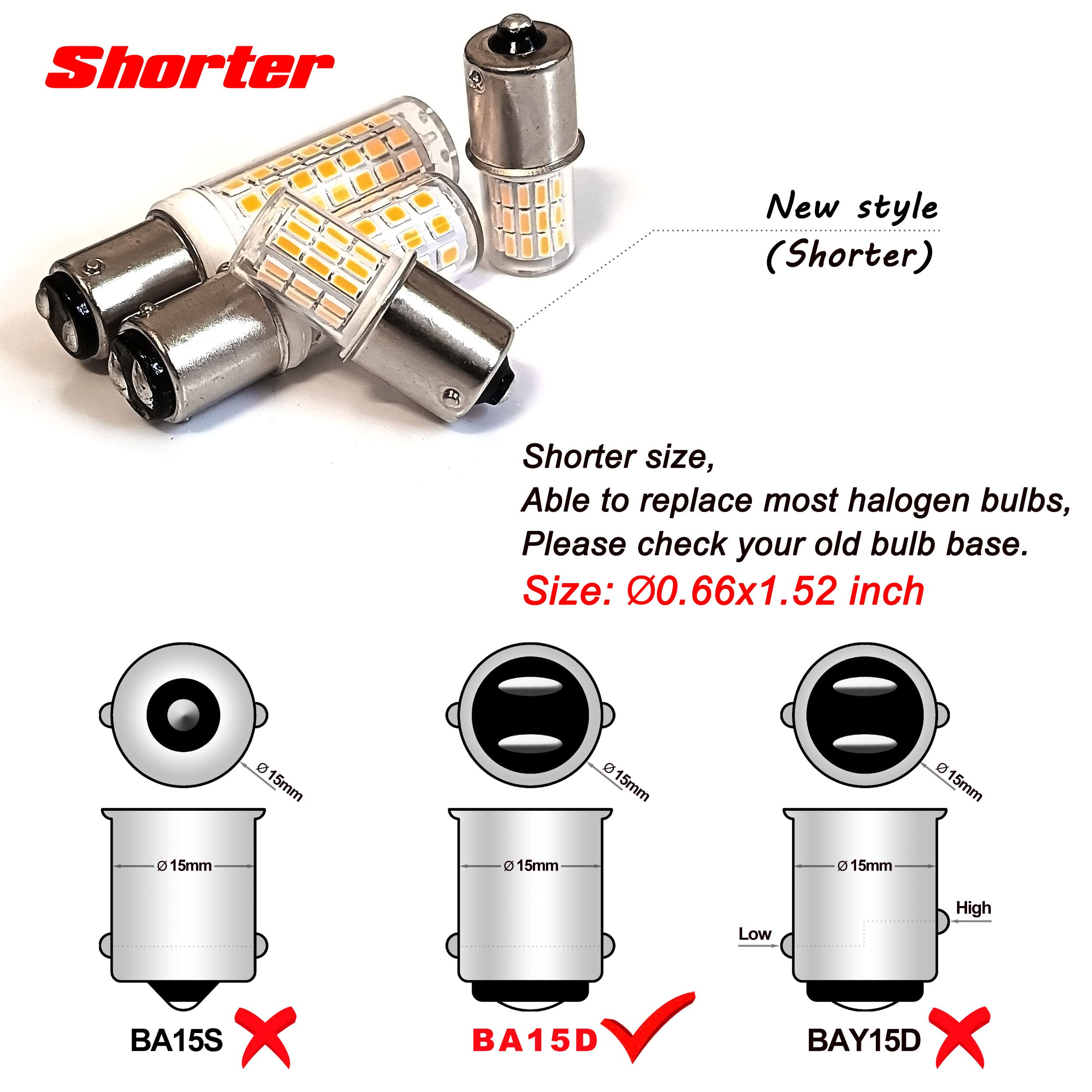Ziomitus Ba15D 12 Volt Led Rv Camper Interior Light Bulbs,1076 1142 1176 S8 3W 2700K Warm White,Double Contact Dc Bayonet Base,A
